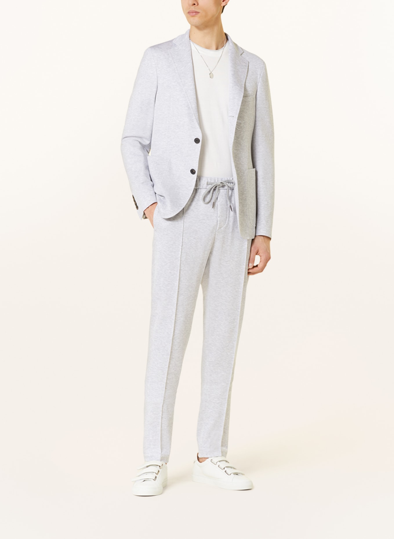 PESERICO Spodnie z piki w stylu dresowym extra slim fit, Kolor: JASNOCZARY (Obrazek 2)
