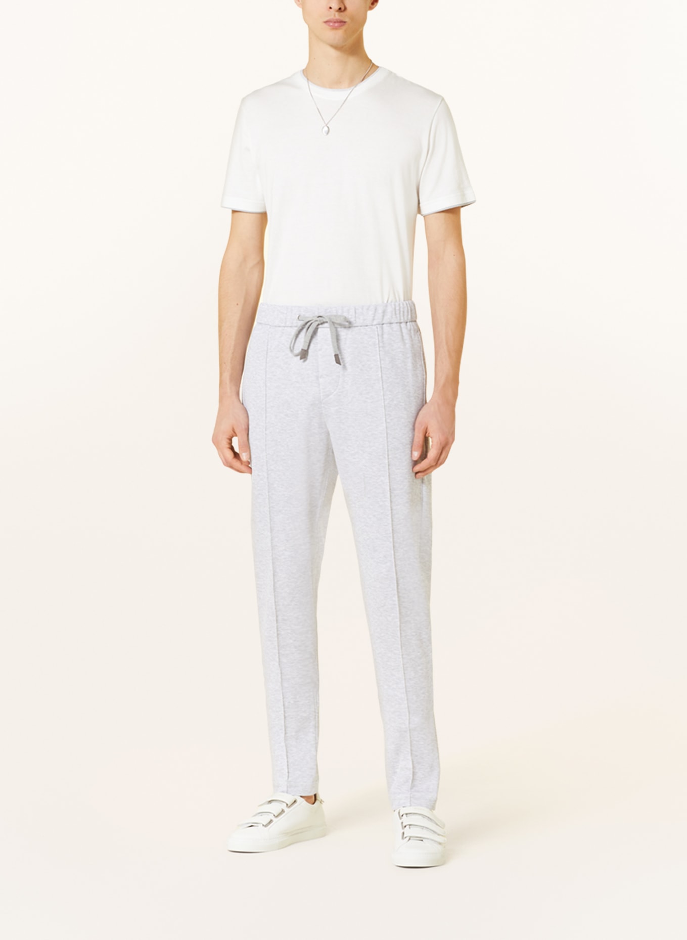 PESERICO Spodnie z piki w stylu dresowym extra slim fit, Kolor: JASNOCZARY (Obrazek 3)