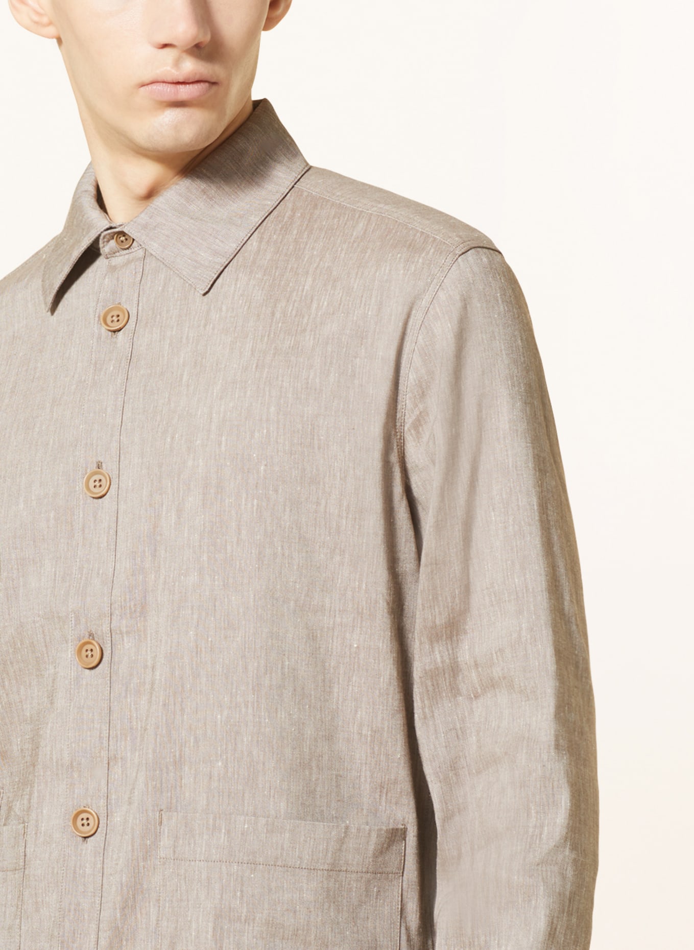 DRYKORN Overshirt STOGE with linen, Color: BROWN (Image 4)