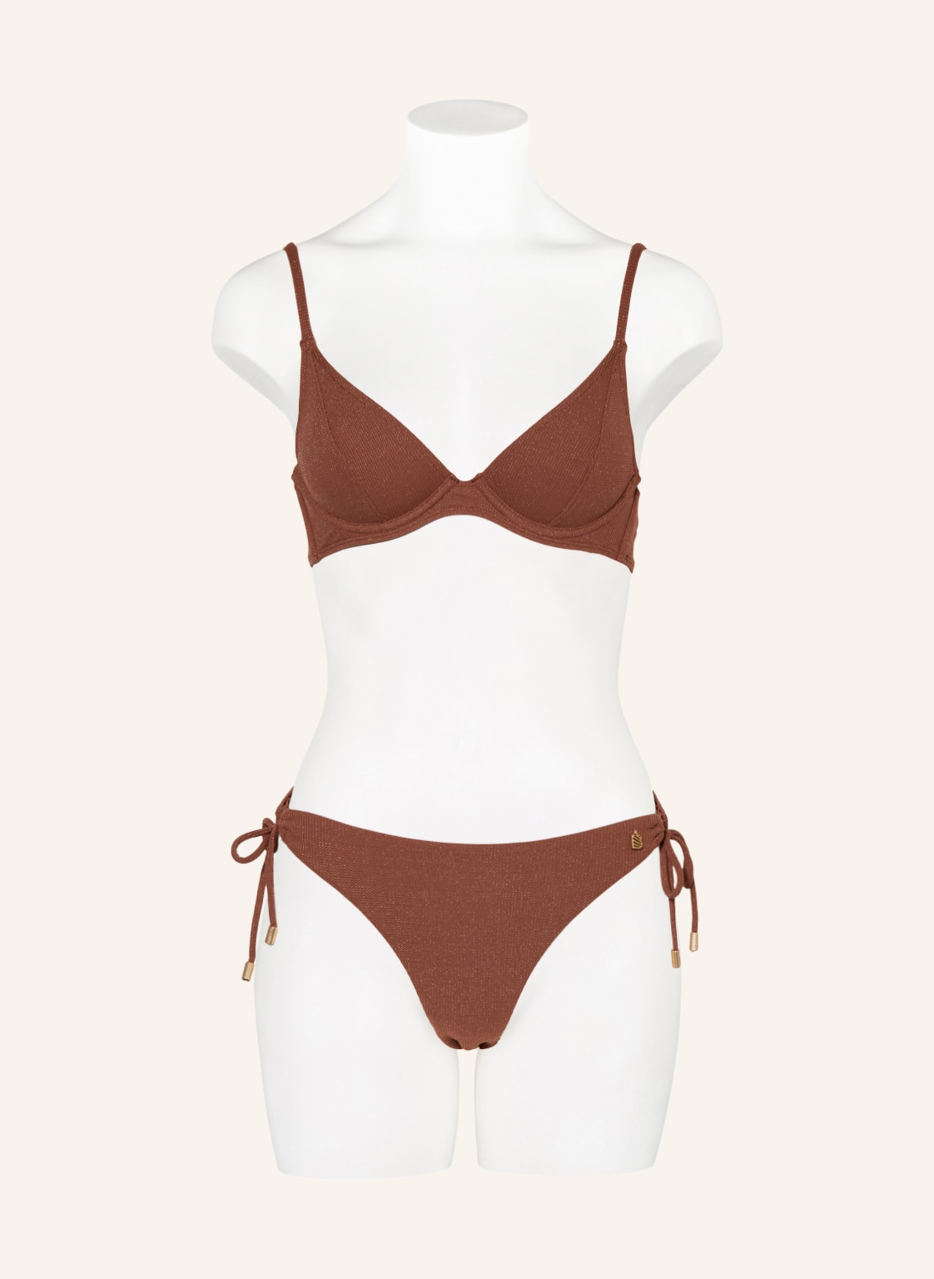 BEACHLIFE Underwired bikini top ROUGE SHIMMER with glitter thread, Color: DARK RED (Image 2)