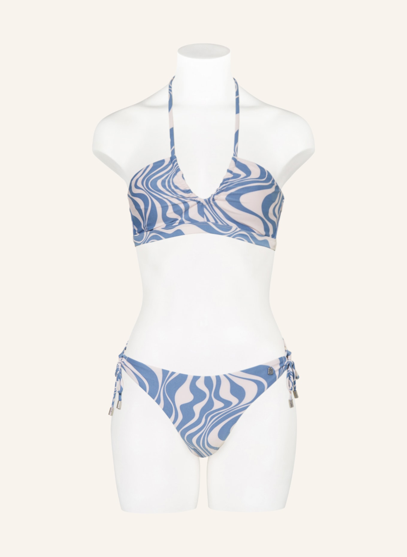 BEACHLIFE Triangle bikini bottoms SWIRL, Color: LIGHT BLUE/ ECRU (Image 2)