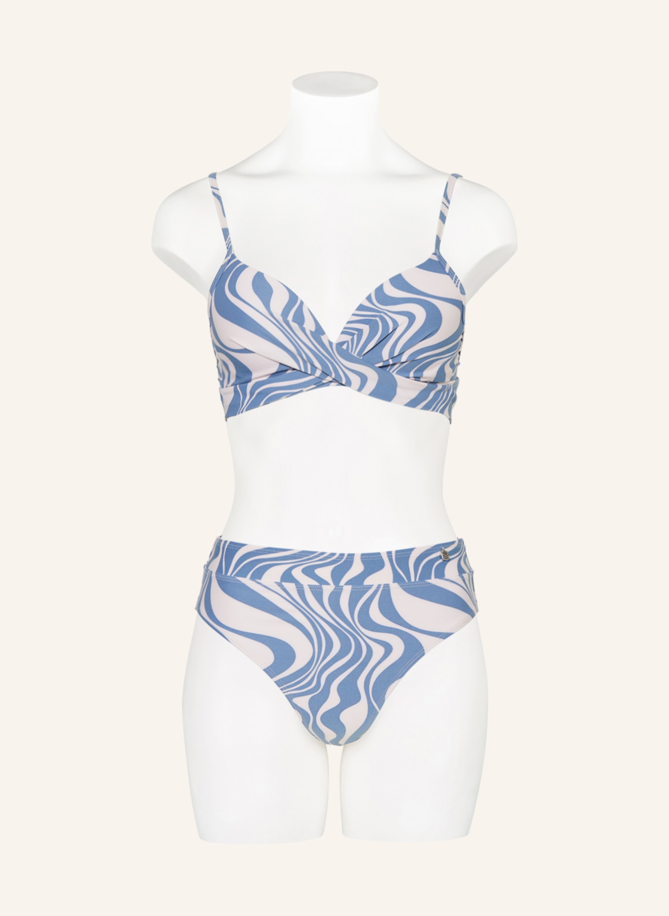 BEACHLIFE Bügel-Bikini-Top SWIRL, Farbe: CREME/ BLAU (Bild 2)