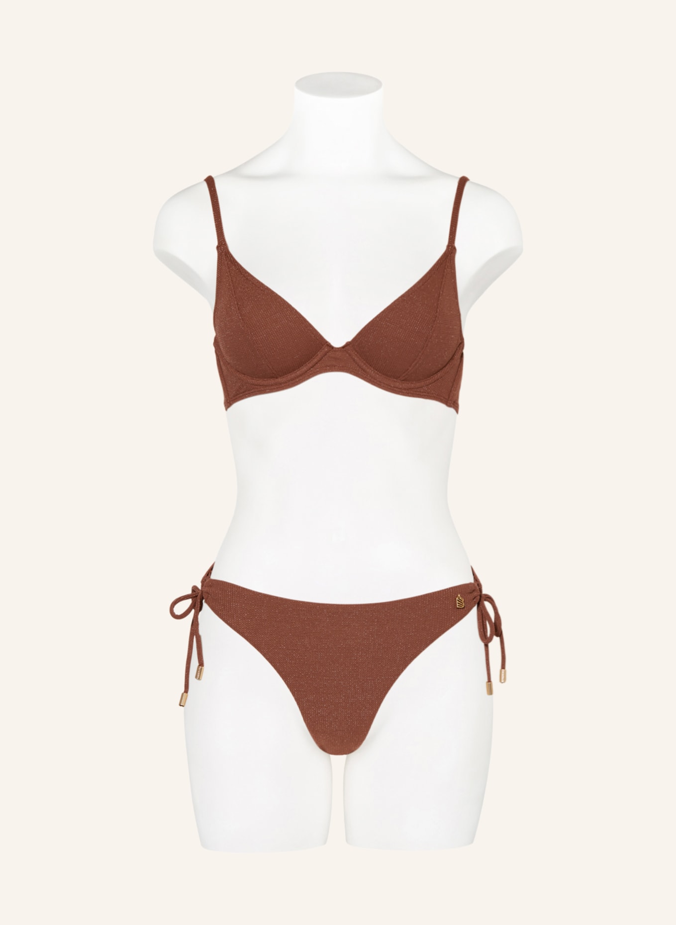 BEACHLIFE Basic bikini bottoms BLUSH SHIMMER with glitter thread, Color: DARK RED (Image 2)