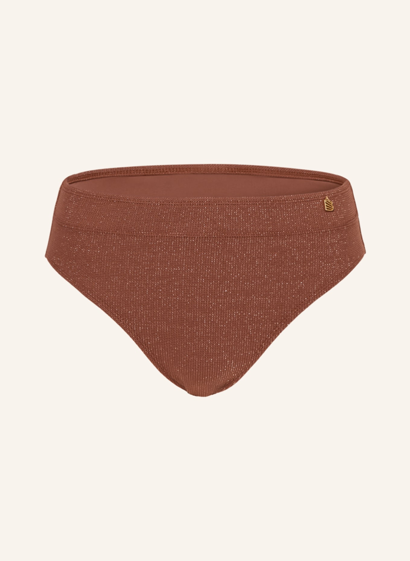 BEACHLIFE High waist bikini bottoms BLUSH SHIMMER with glitter thread, Color: DARK RED (Image 1)