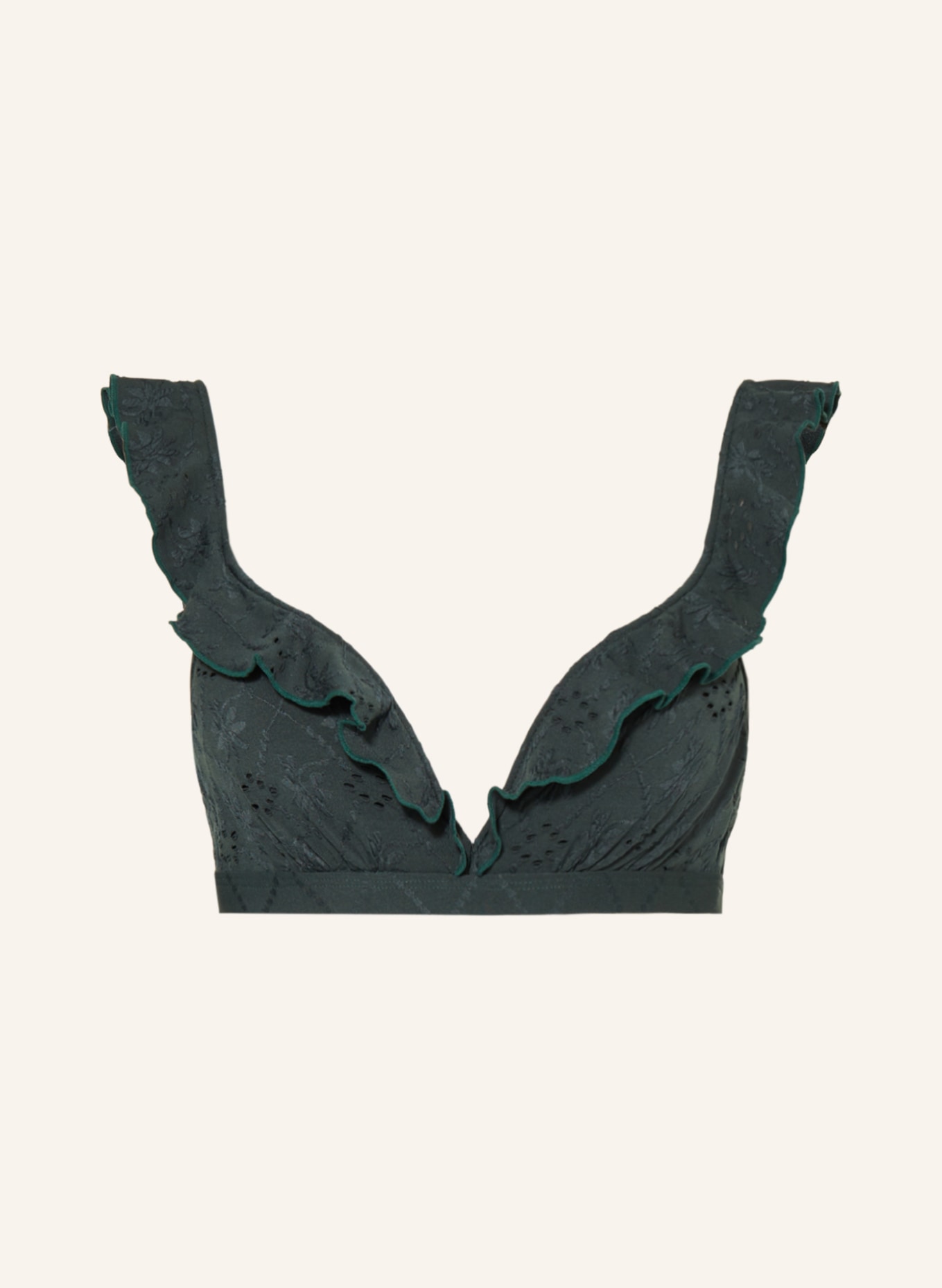 BEACHLIFE Underwired bikini top BLACK EMBROIDERY, Color: DARK GREEN (Image 1)