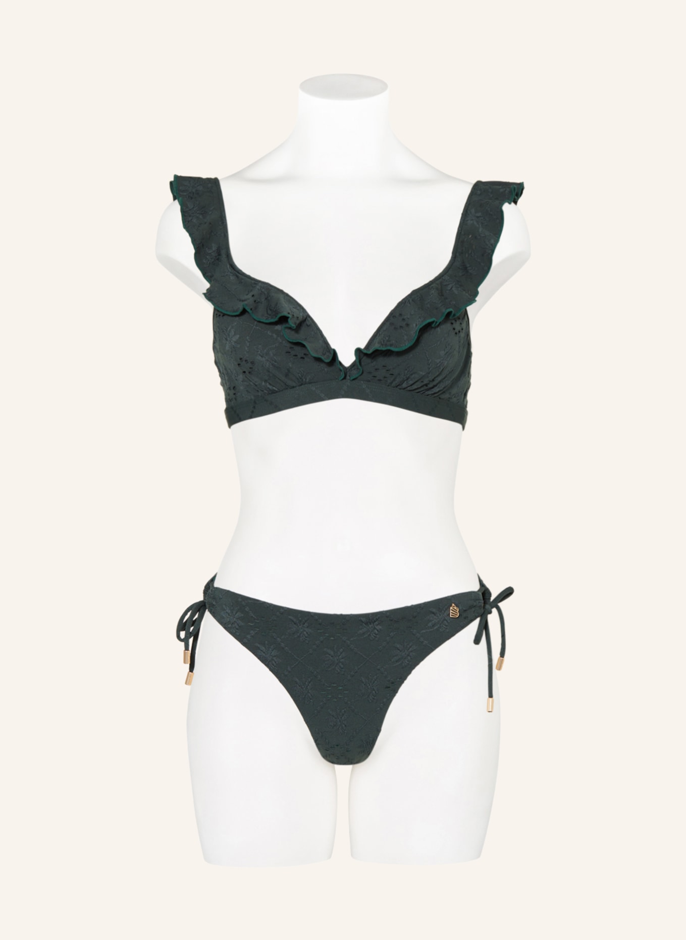 BEACHLIFE Underwired bikini top BLACK EMBROIDERY, Color: DARK GREEN (Image 2)