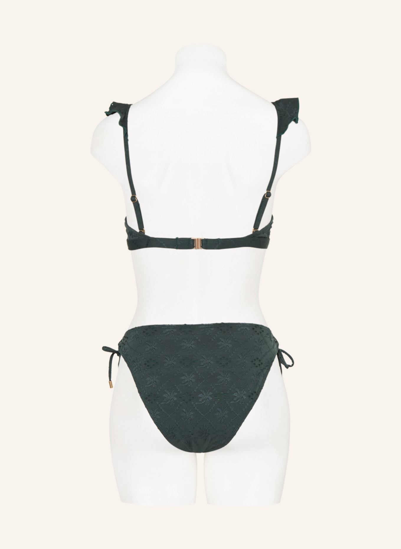 BEACHLIFE Underwired bikini top BLACK EMBROIDERY, Color: DARK GREEN (Image 3)