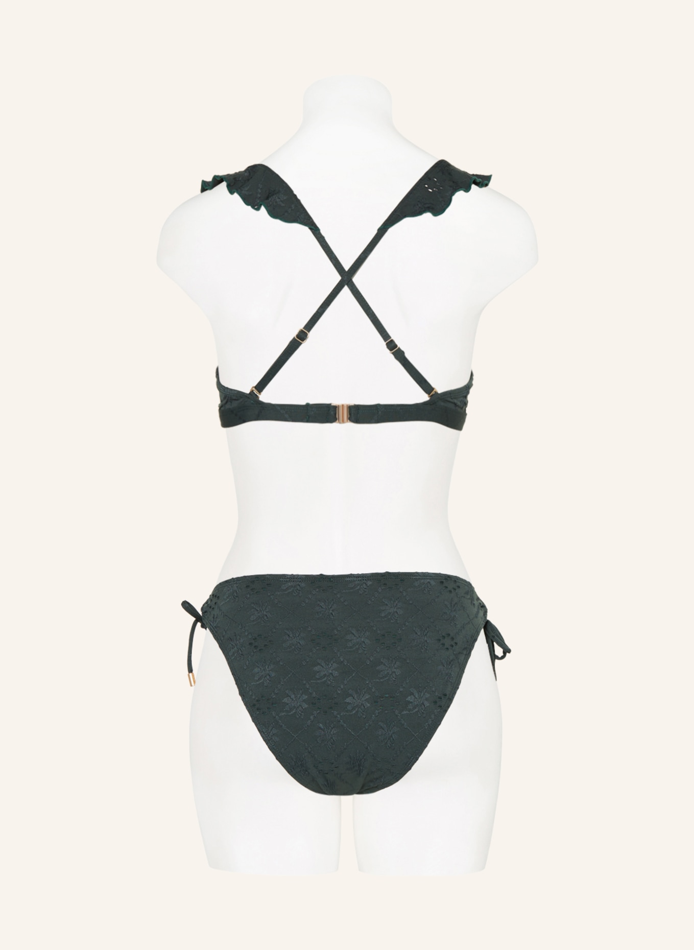 BEACHLIFE Underwired bikini top BLACK EMBROIDERY, Color: DARK GREEN (Image 4)
