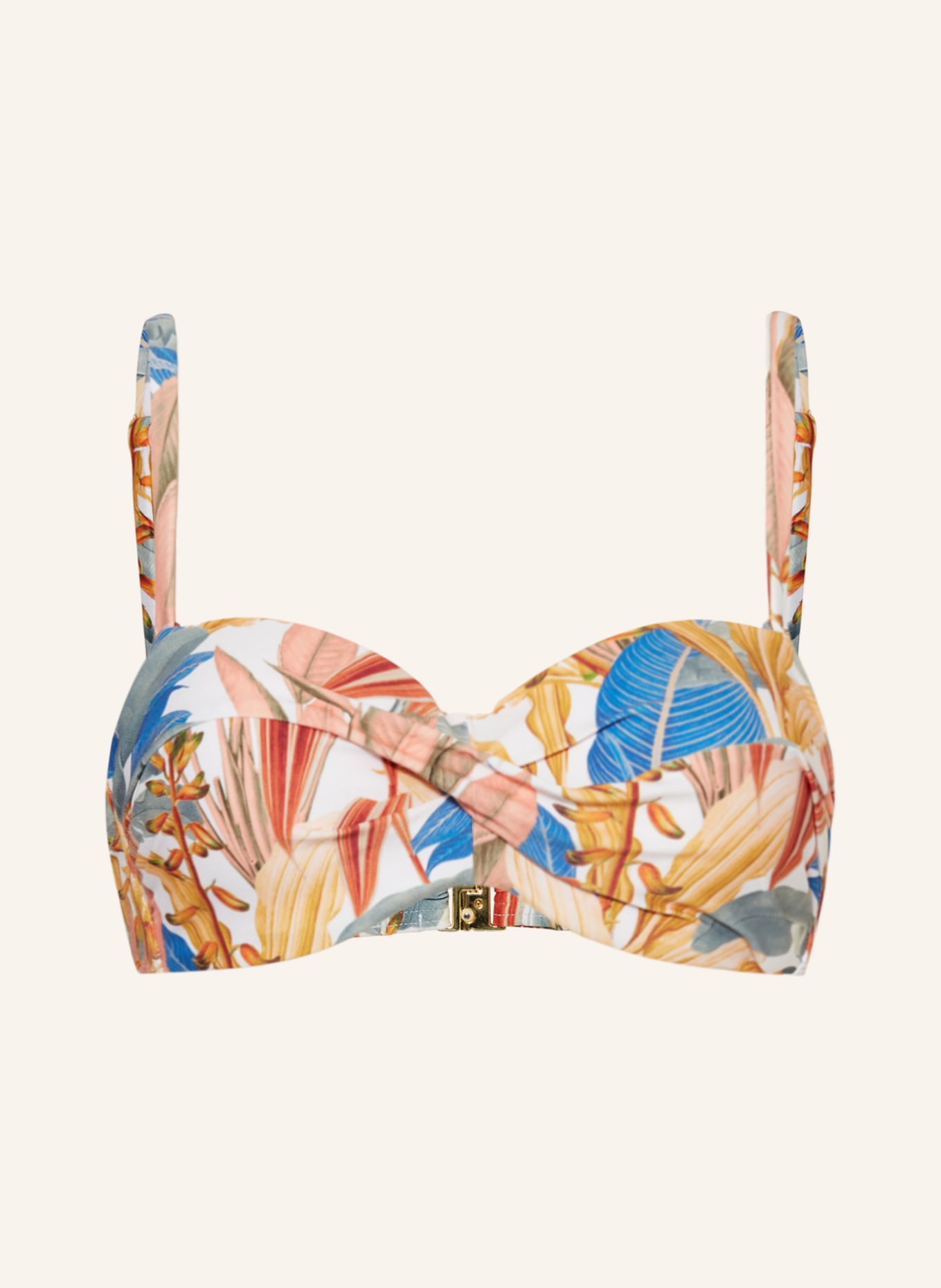 CYELL Bandeau bikini top TROPICAL CATCH, Color: ECRU/ SALMON/ BLUE (Image 1)