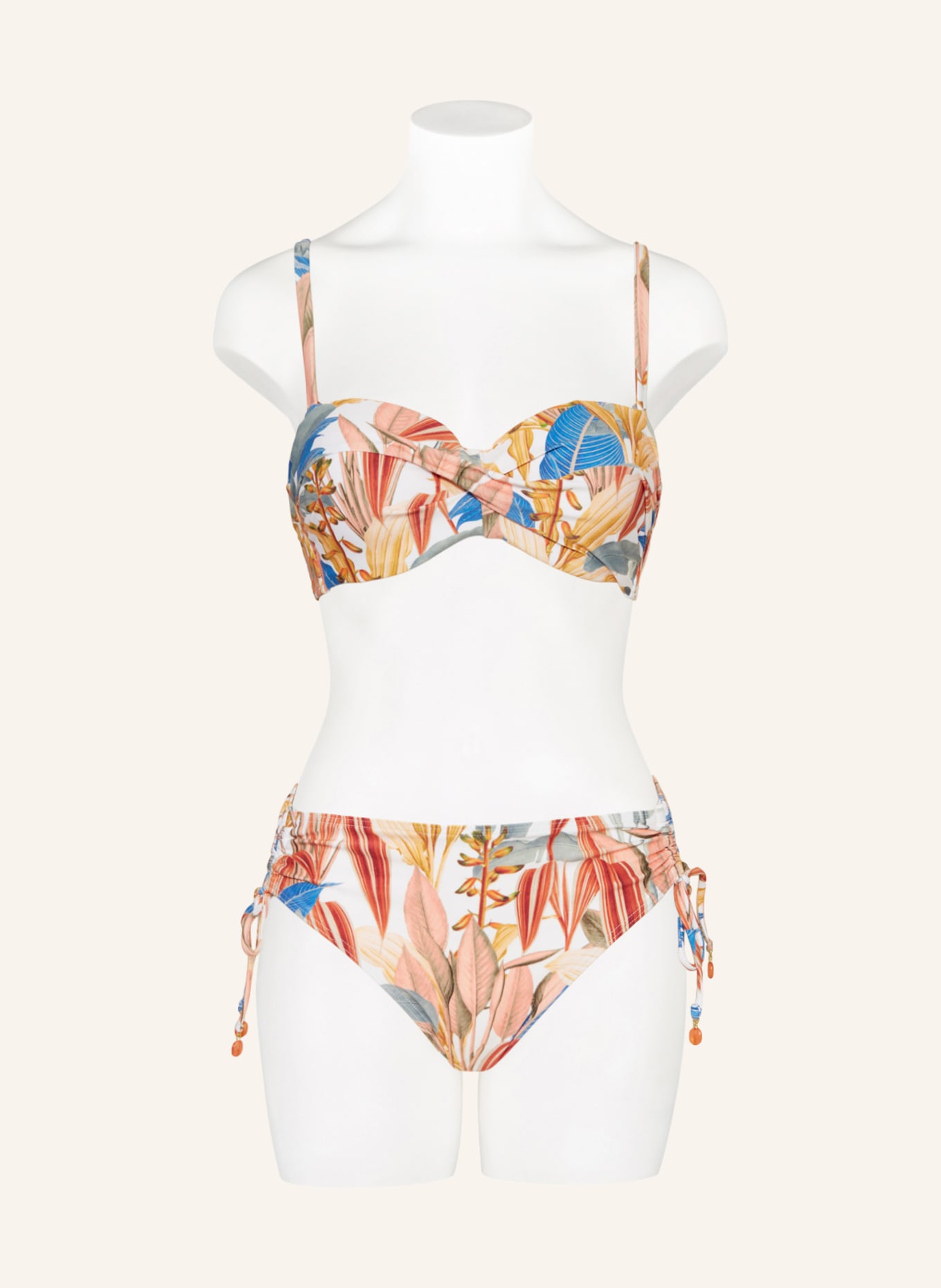 CYELL Bandeau bikini top TROPICAL CATCH, Color: ECRU/ SALMON/ BLUE (Image 2)