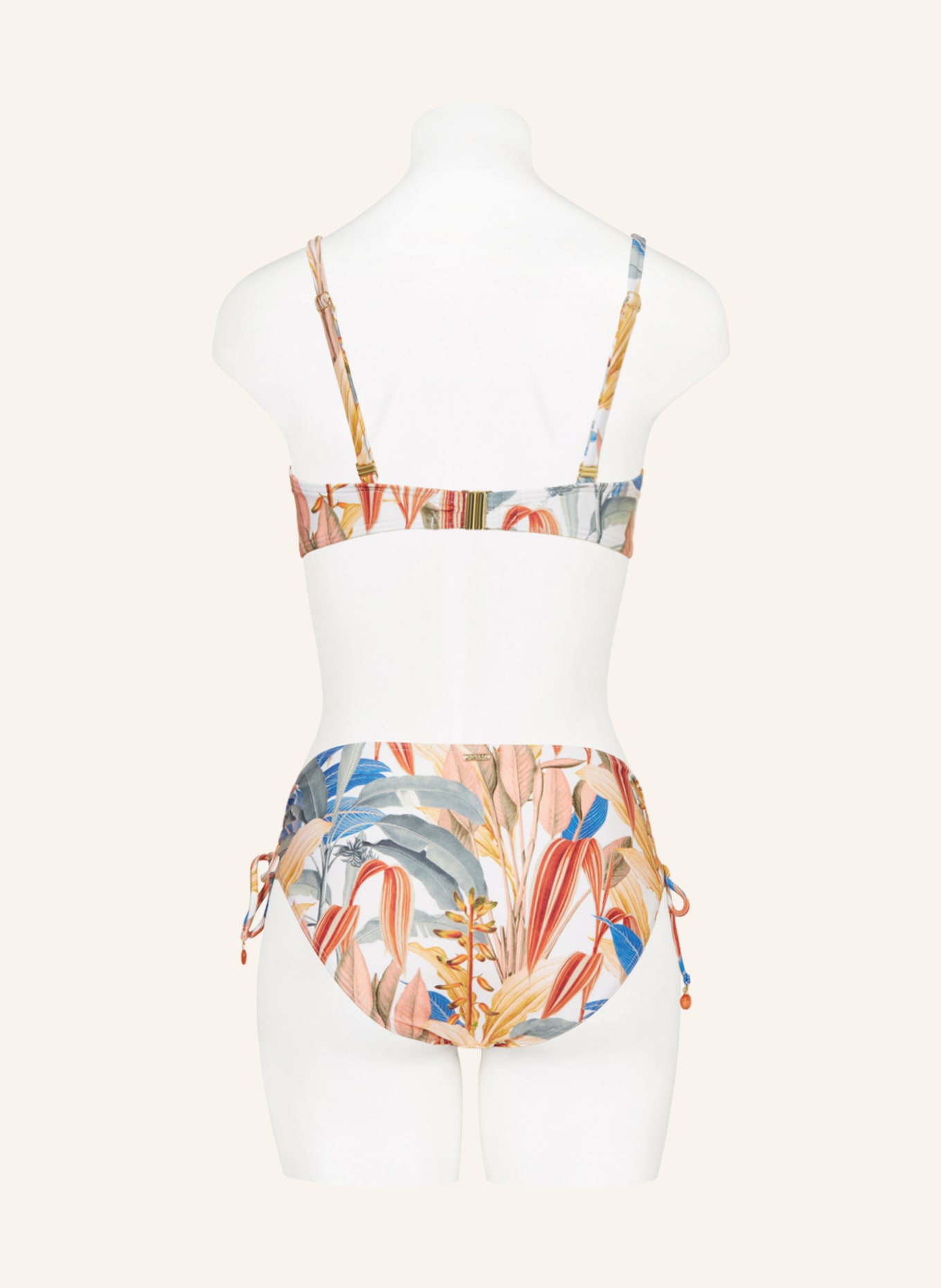 CYELL Bandeau bikini top TROPICAL CATCH, Color: ECRU/ SALMON/ BLUE (Image 3)