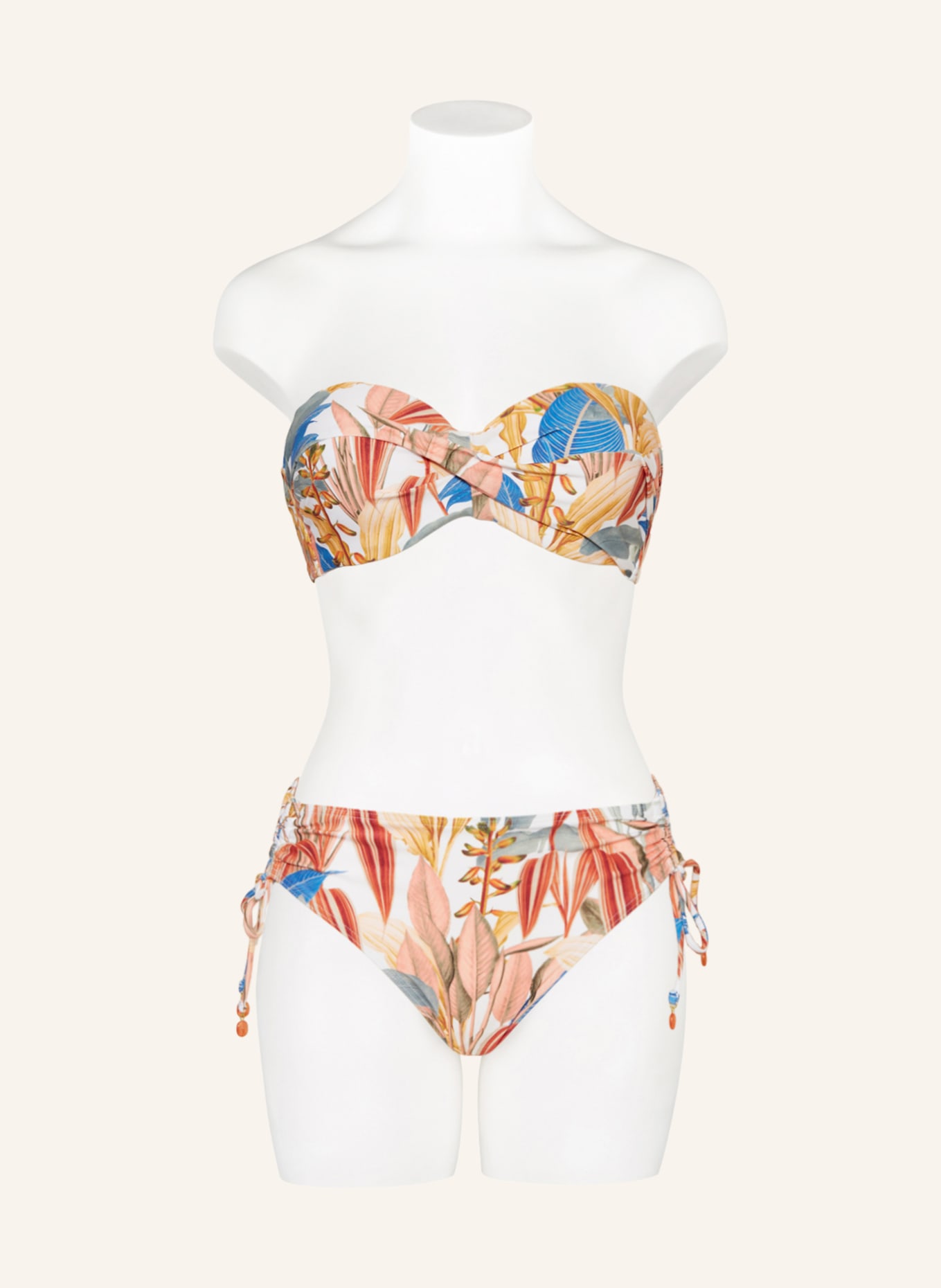 CYELL Bandeau bikini top TROPICAL CATCH, Color: ECRU/ SALMON/ BLUE (Image 4)