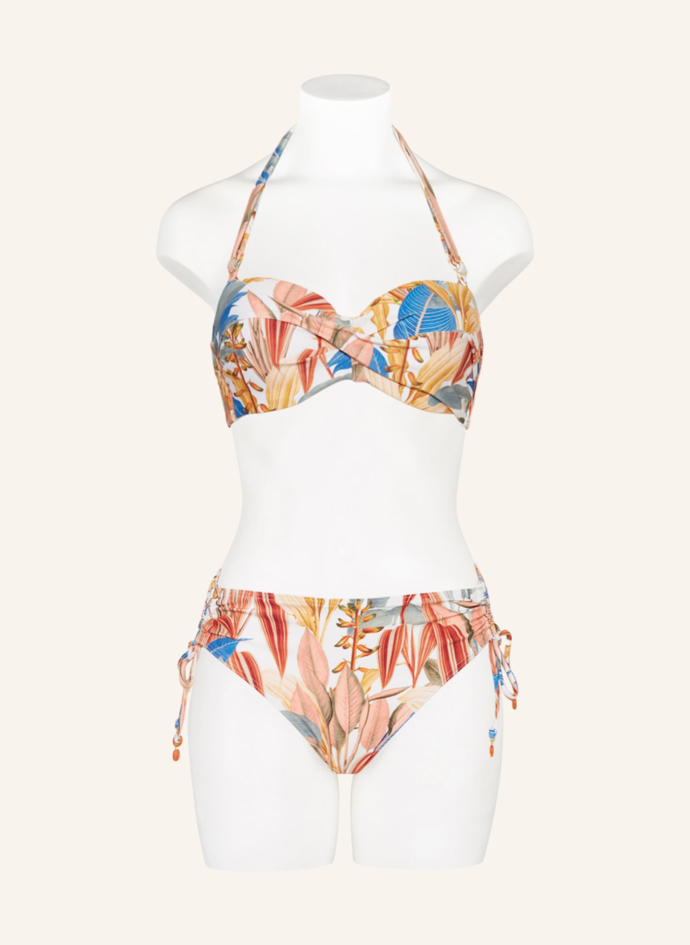 CYELL Bandeau-Bikini-Top TROPICAL CATCH, Farbe: ECRU/ LACHS/ BLAU (Bild 5)