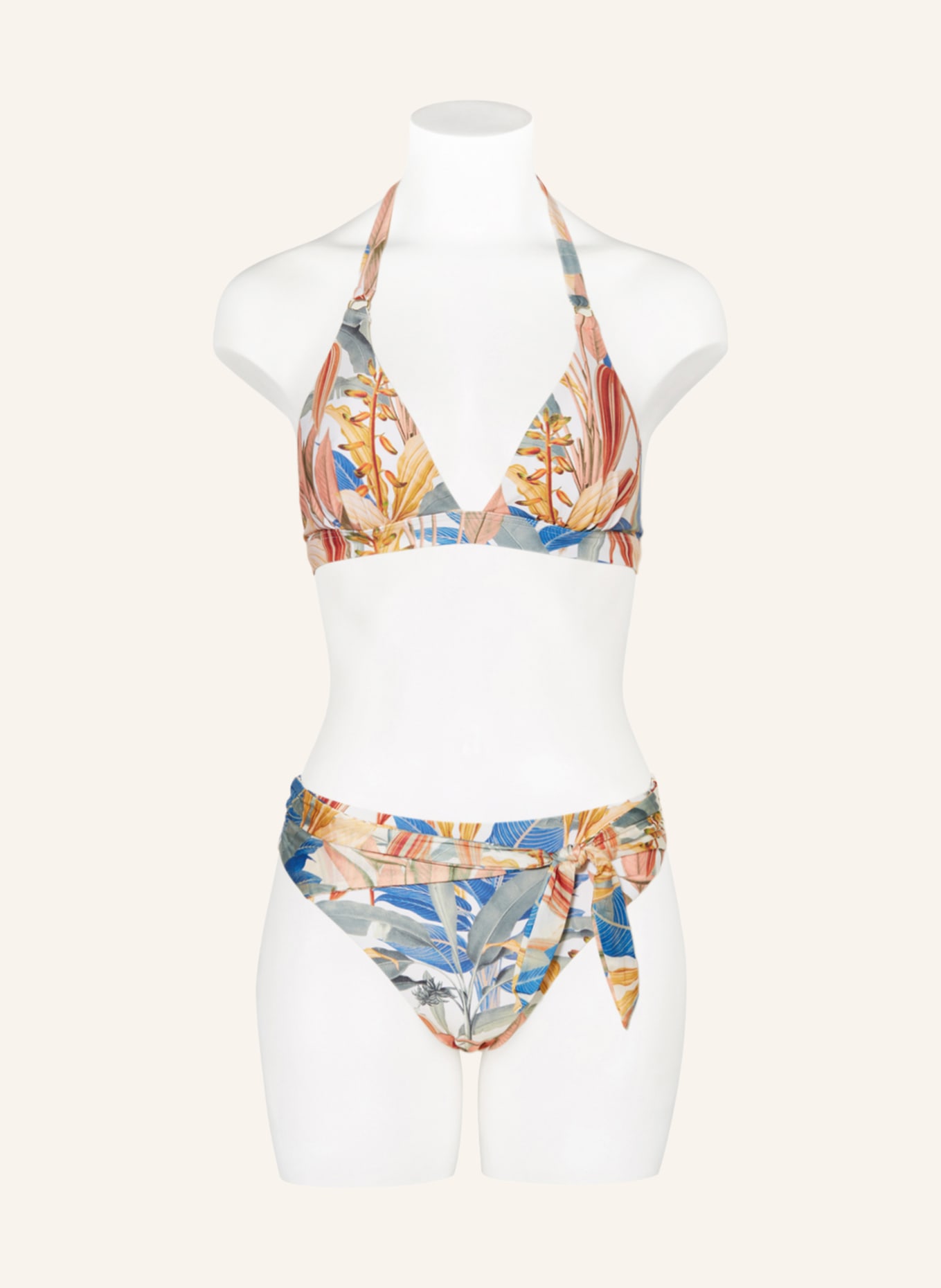 CYELL Triangel-Bikini-Top TROPICAL CATCH, Farbe: ECRU/ GRÜN/ BLAU (Bild 2)