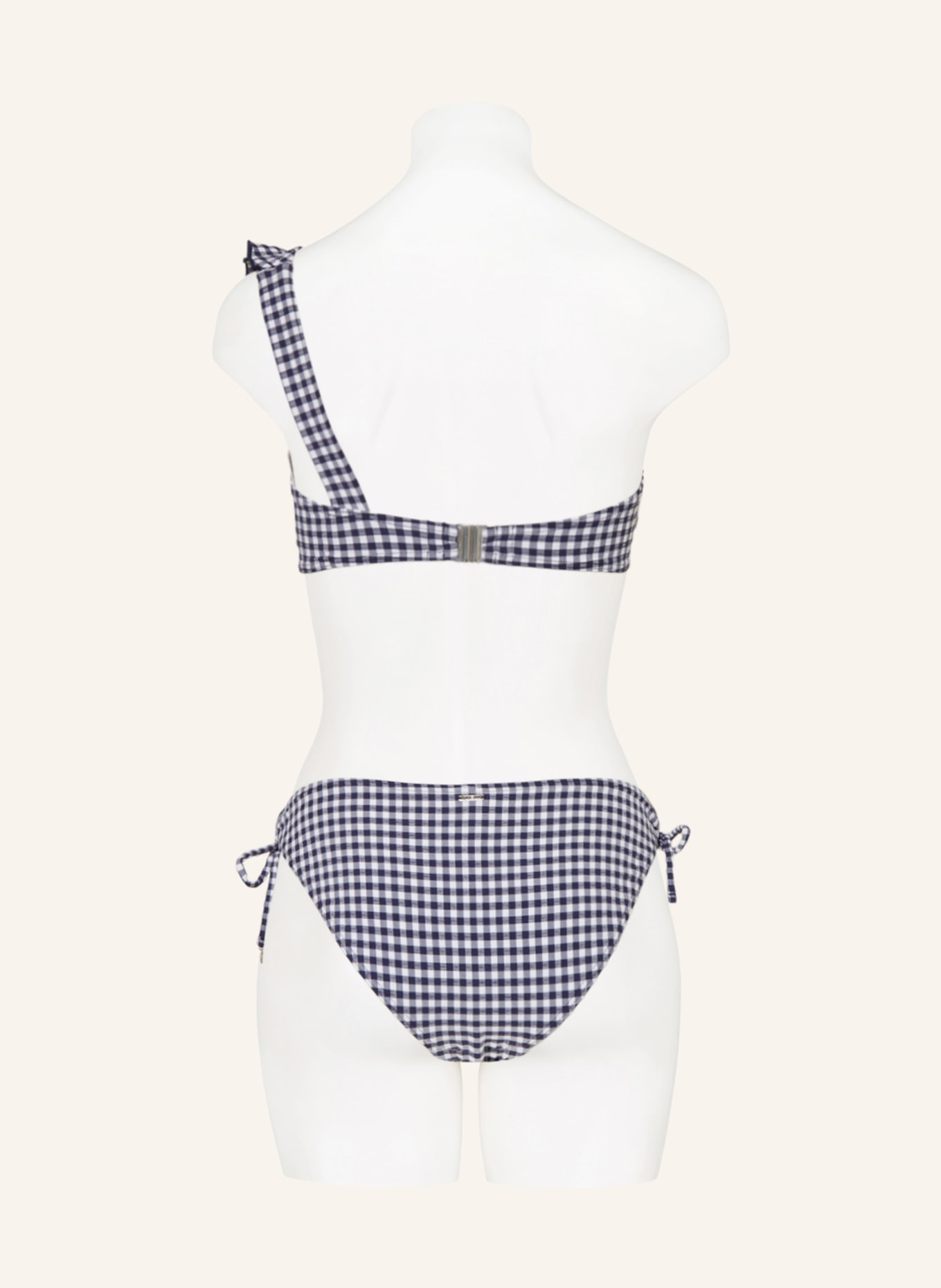 CYELL One-shoulder bikini top GINGHAM, Color: DARK BLUE/ WHITE (Image 3)