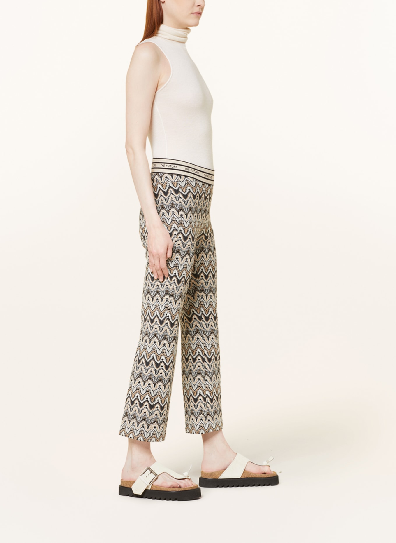 CAMBIO Wide leg trousers RANEE, Color: WHITE/ BEIGE/ GRAY (Image 4)
