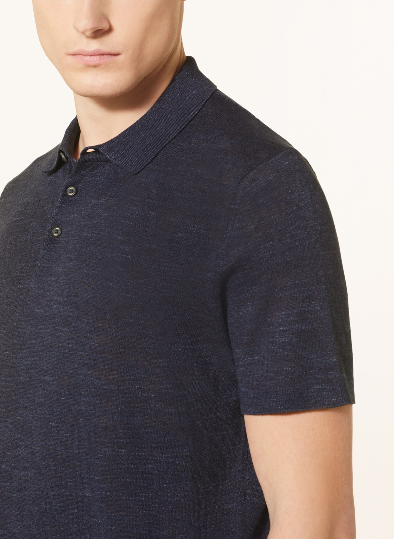 JOOP! Knitted polo shirt MALIOS with linen, Color: DARK BLUE (Image 4)