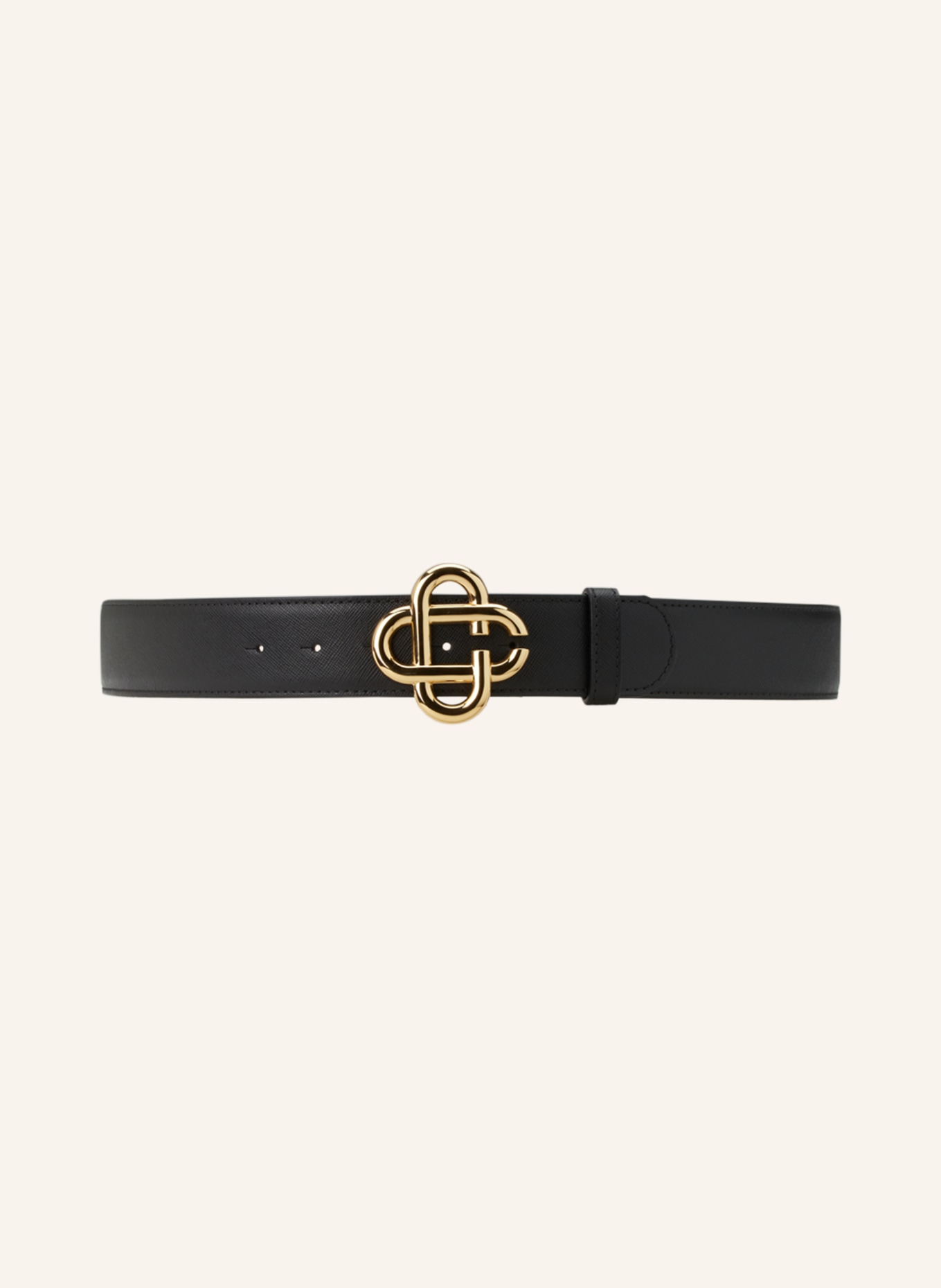 Casablanca Leather belt, Color: BLACK/ GOLD (Image 2)