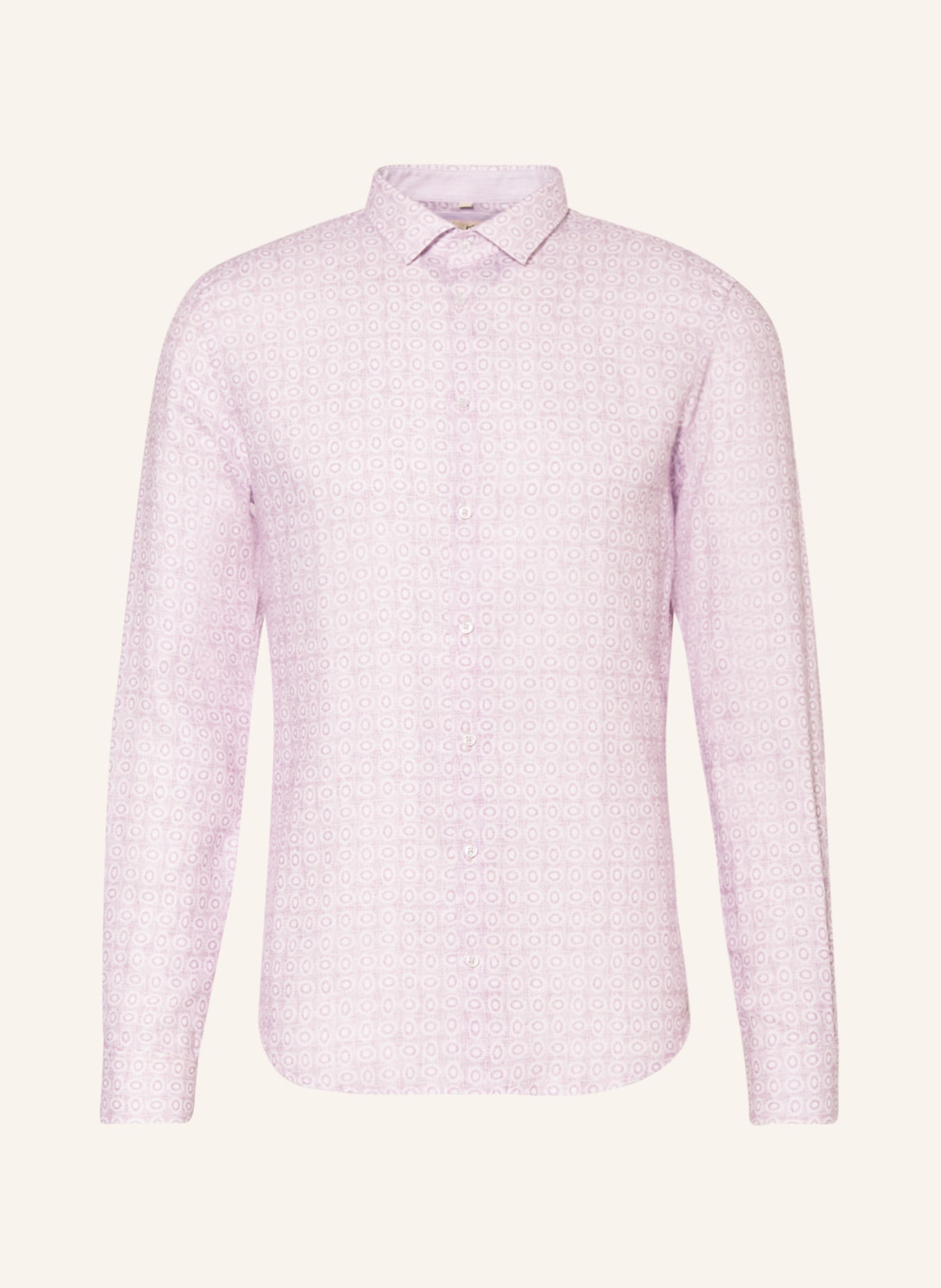 Q1 Manufaktur Linen shirt extra slim fit, Color: LIGHT PURPLE/ ECRU (Image 1)