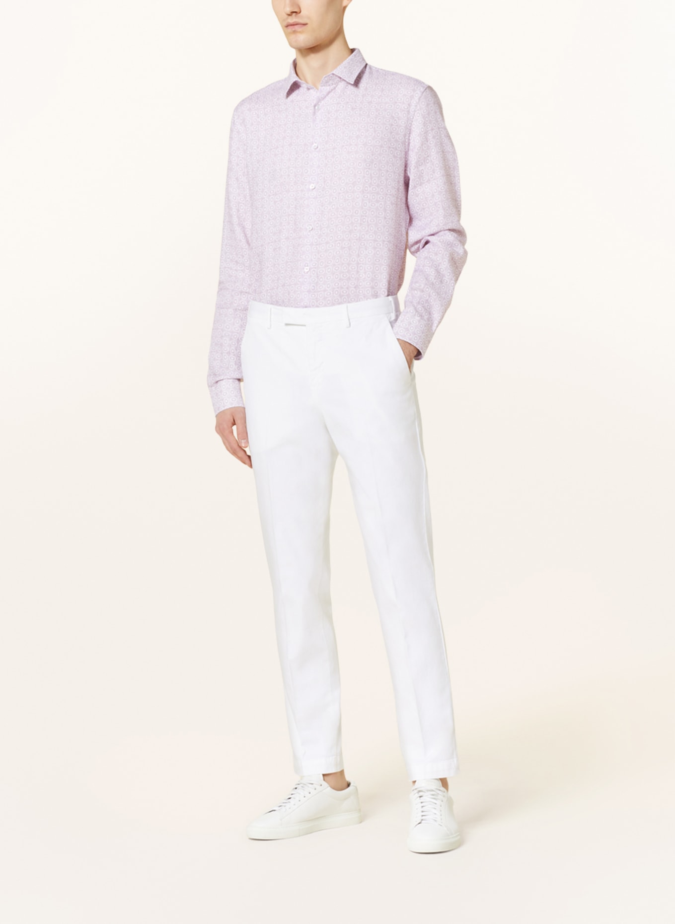 Q1 Manufaktur Linen shirt extra slim fit, Color: LIGHT PURPLE/ ECRU (Image 2)