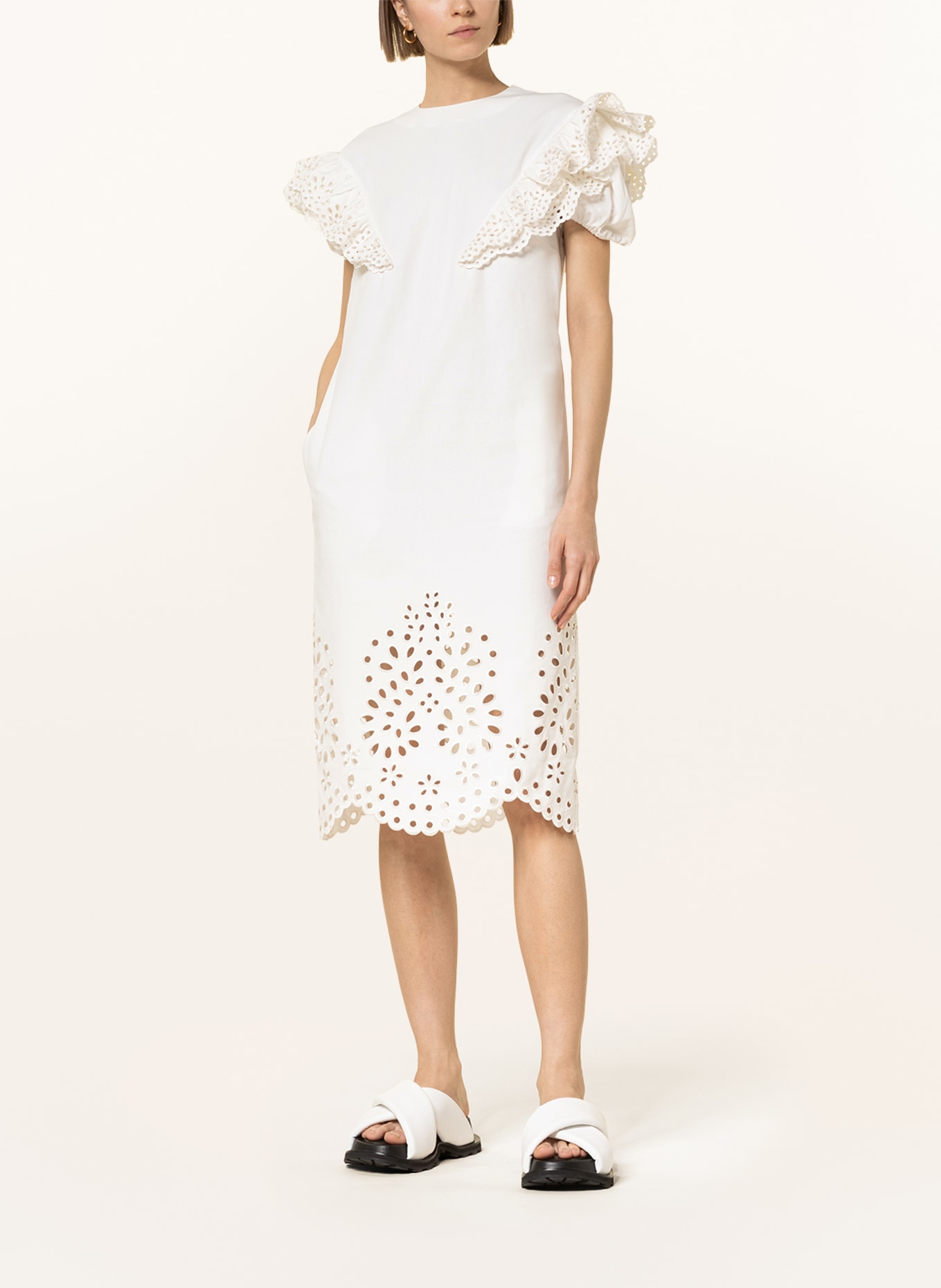 SPORTMAX Dress BANDA with lace and ruffles, Color: ECRU (Image 2)