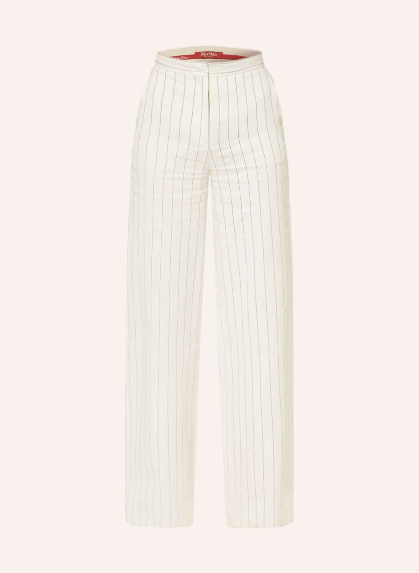 MaxMara STUDIO Trousers MARATEA with linen, Color: WHITE/ BLACK (Image 1)