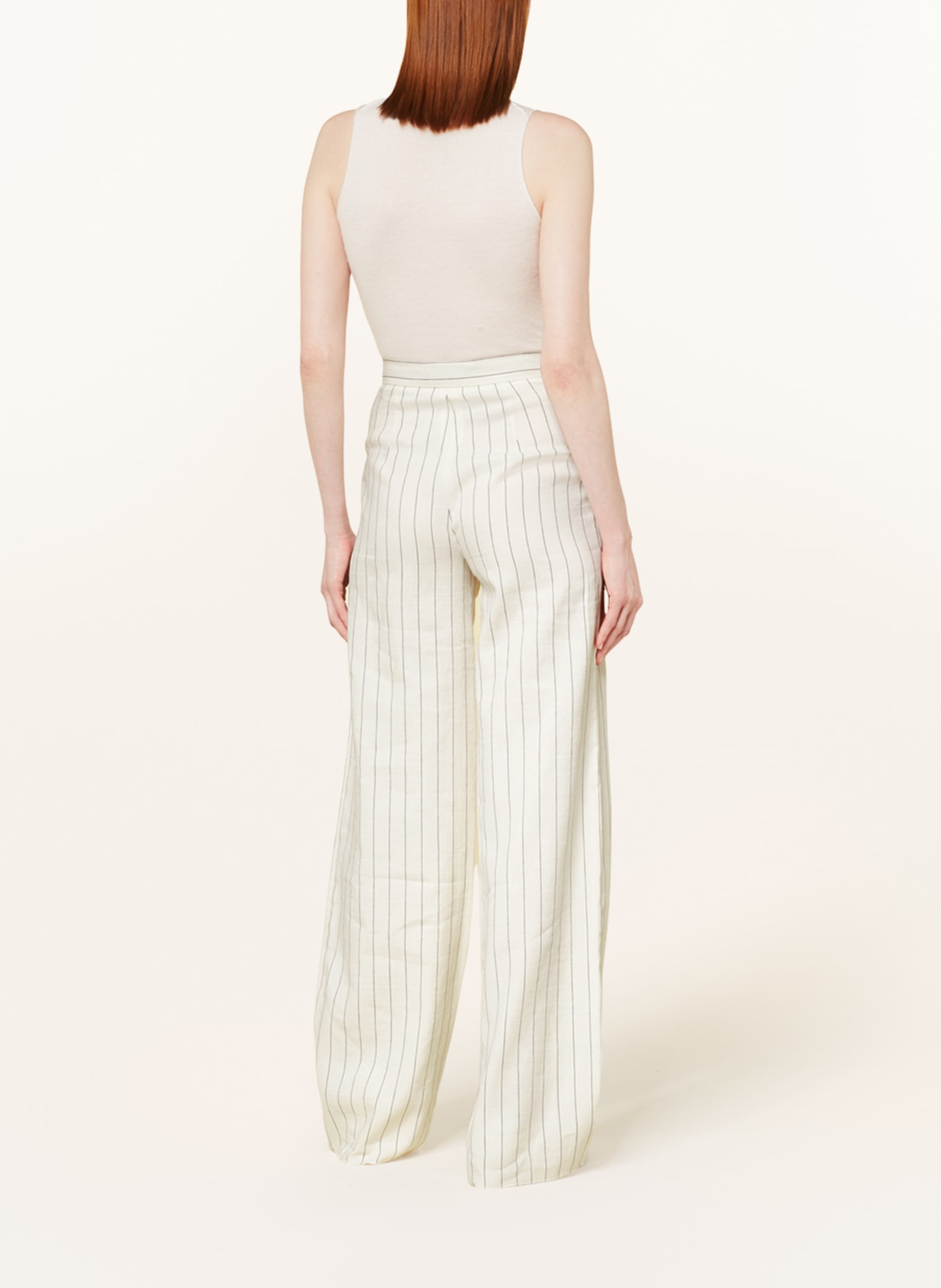 MaxMara STUDIO Trousers MARATEA with linen, Color: WHITE/ BLACK (Image 3)