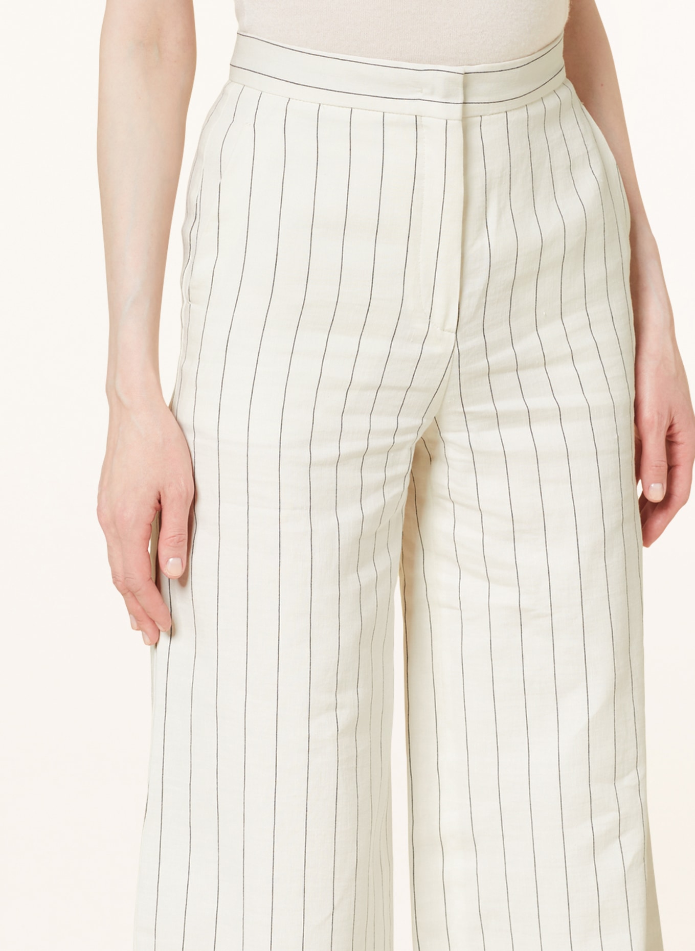 MaxMara STUDIO Trousers MARATEA with linen, Color: WHITE/ BLACK (Image 5)