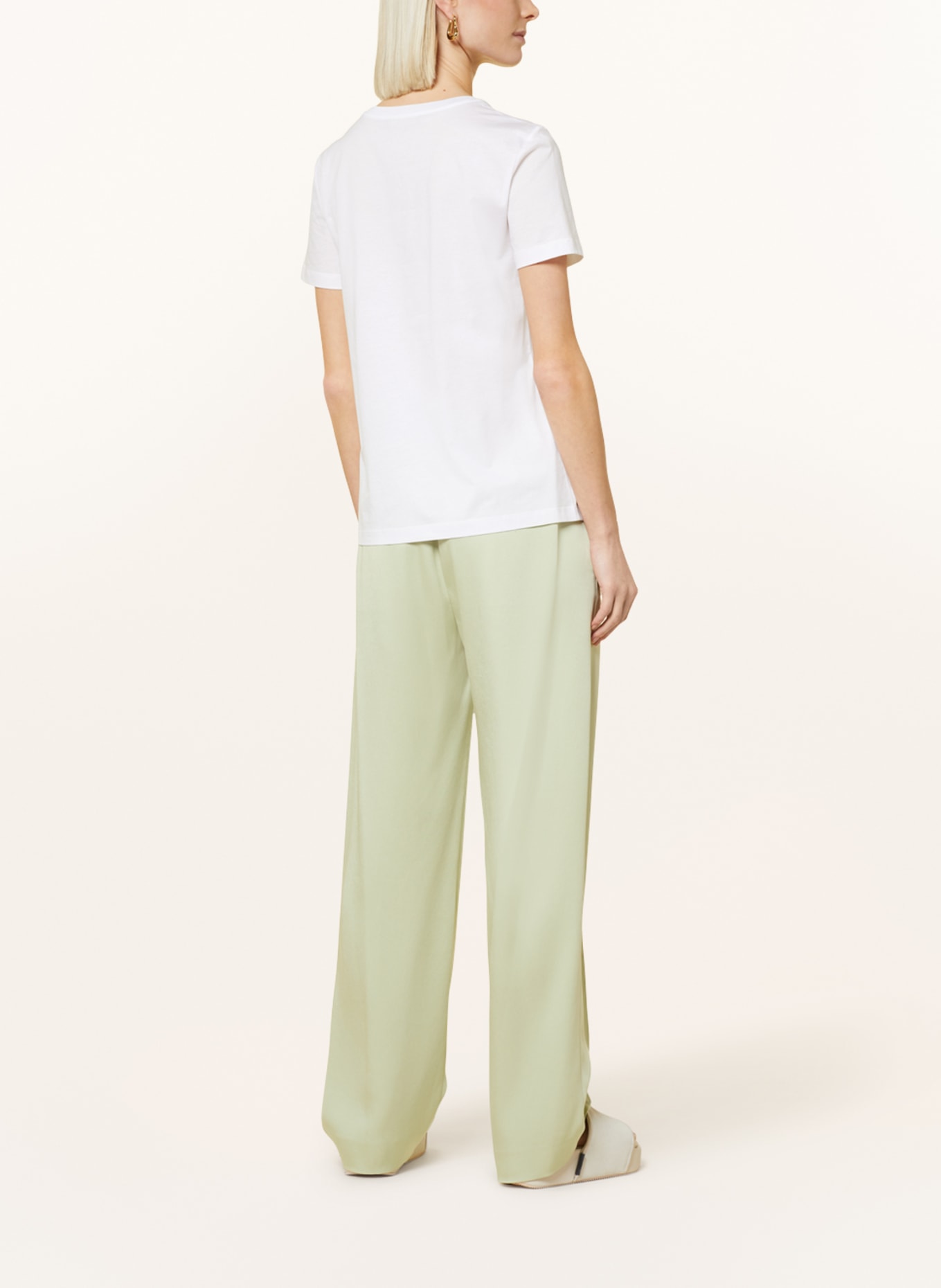 MaxMara STUDIO T-shirt WIEN with decorative gems, Color: WHITE/ GREEN (Image 3)