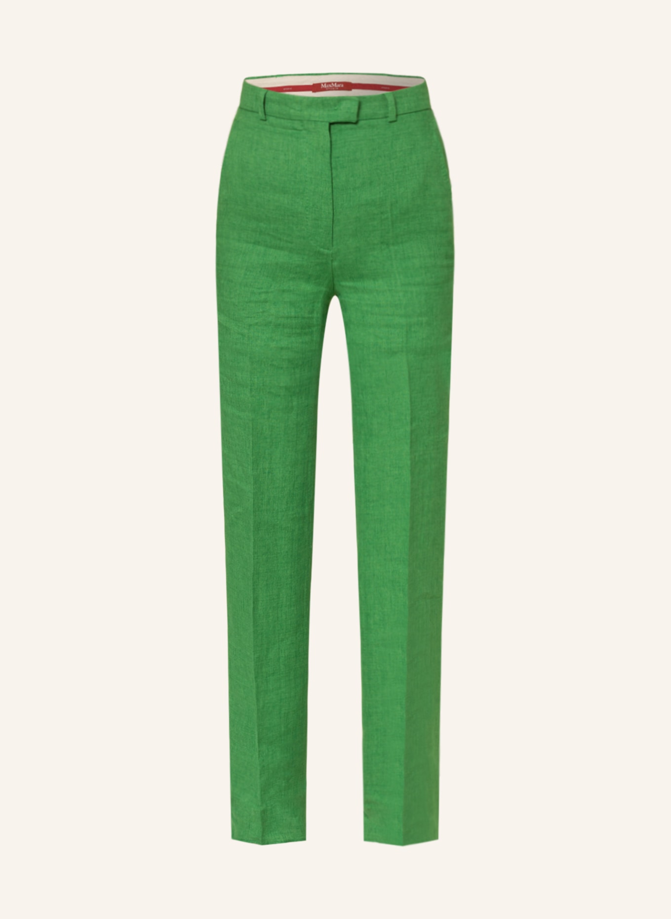 MaxMara STUDIO Wide leg trousers ALCANO made of linen, Color: GREEN (Image 1)