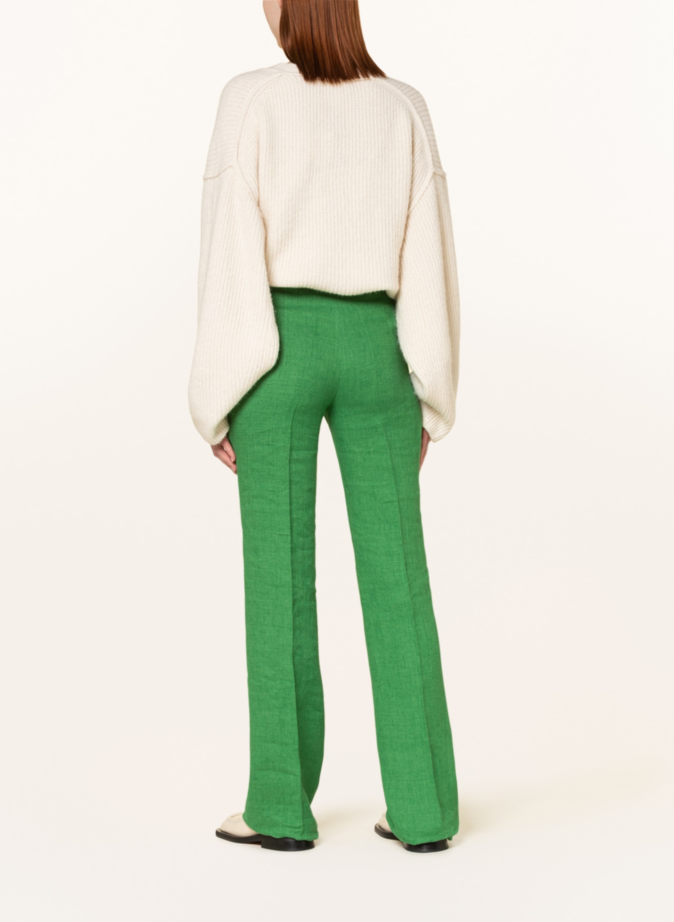 MaxMara STUDIO Wide leg trousers ALCANO made of linen, Color: GREEN (Image 3)