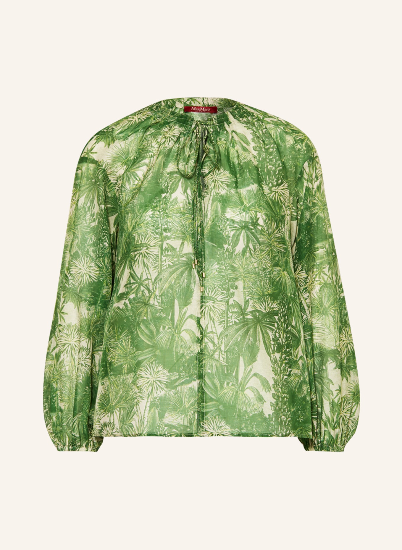 MaxMara STUDIO Shirt blouse COBRA with silk, Color: GREEN/ CREAM (Image 1)