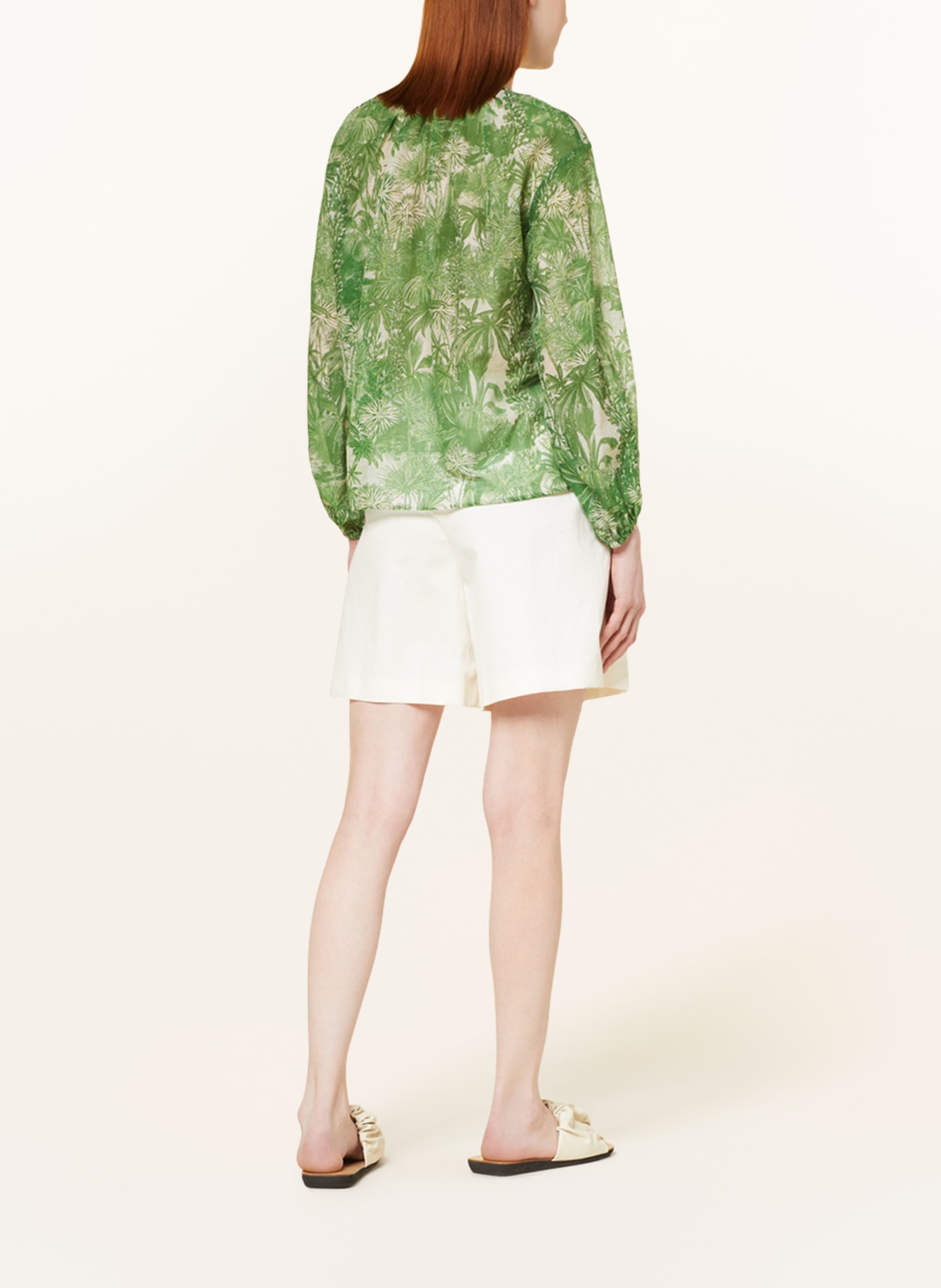 MaxMara STUDIO Shirt blouse COBRA with silk, Color: GREEN/ CREAM (Image 3)