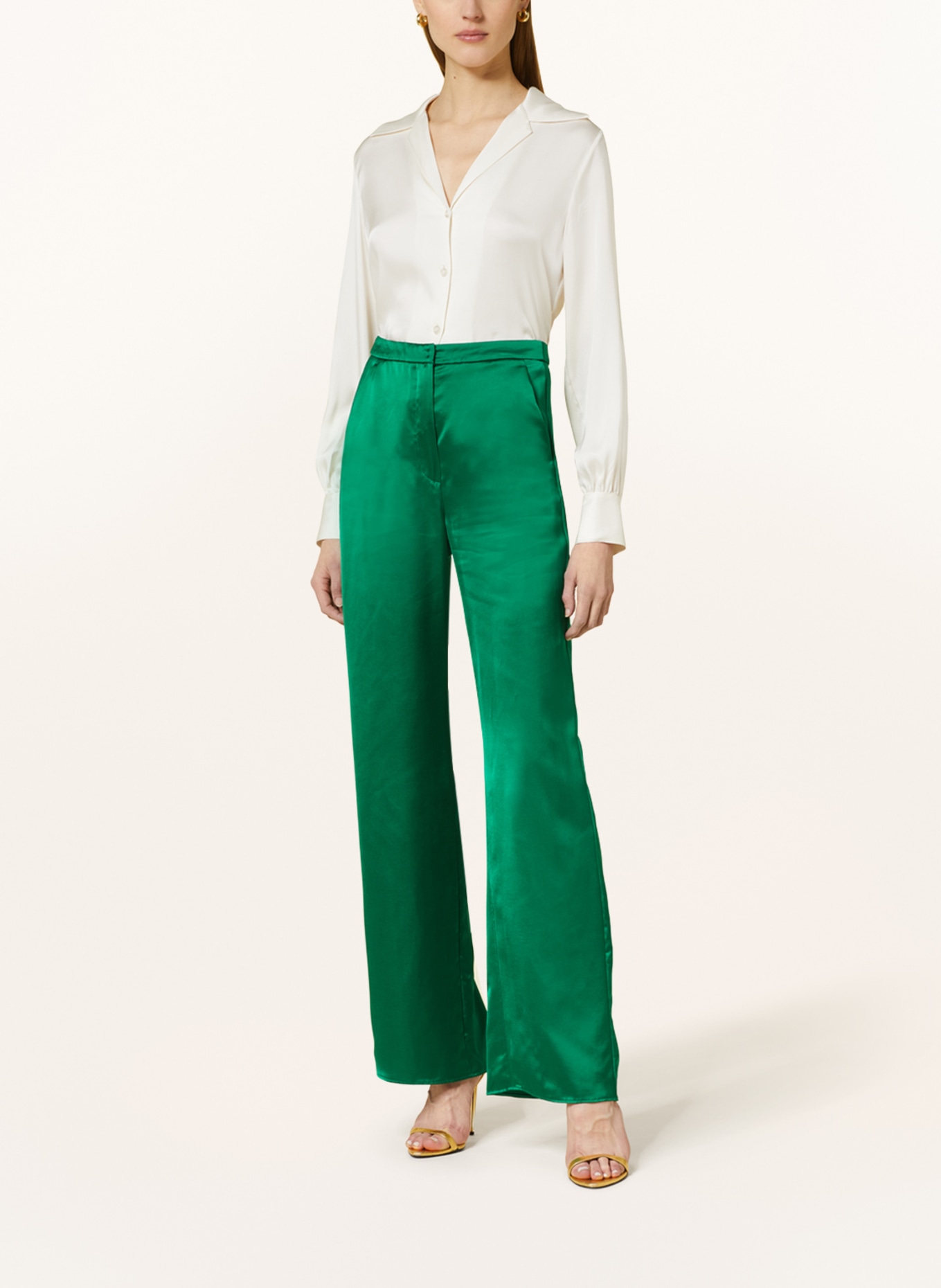 MaxMara STUDIO Satin trousers UMBRO, Color: GREEN (Image 2)