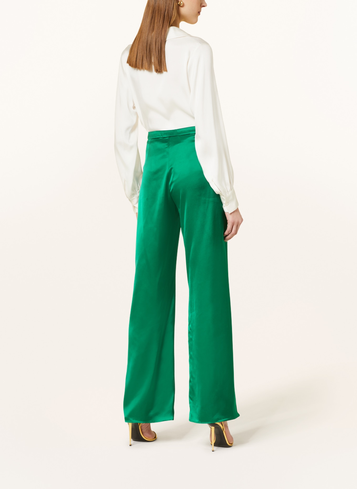 MaxMara STUDIO Satin trousers UMBRO, Color: GREEN (Image 3)