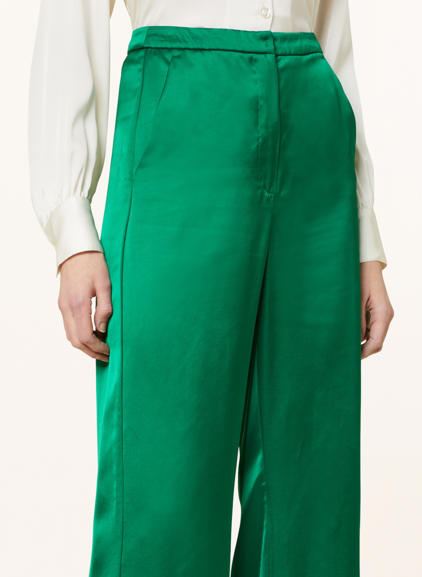 MaxMara STUDIO Satin trousers UMBRO, Color: GREEN (Image 5)