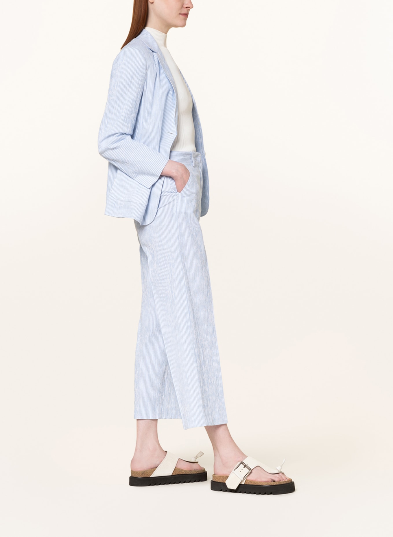 WEEKEND MaxMara 7/8 trousers GLEBA, Color: LIGHT BLUE/ WHITE (Image 4)