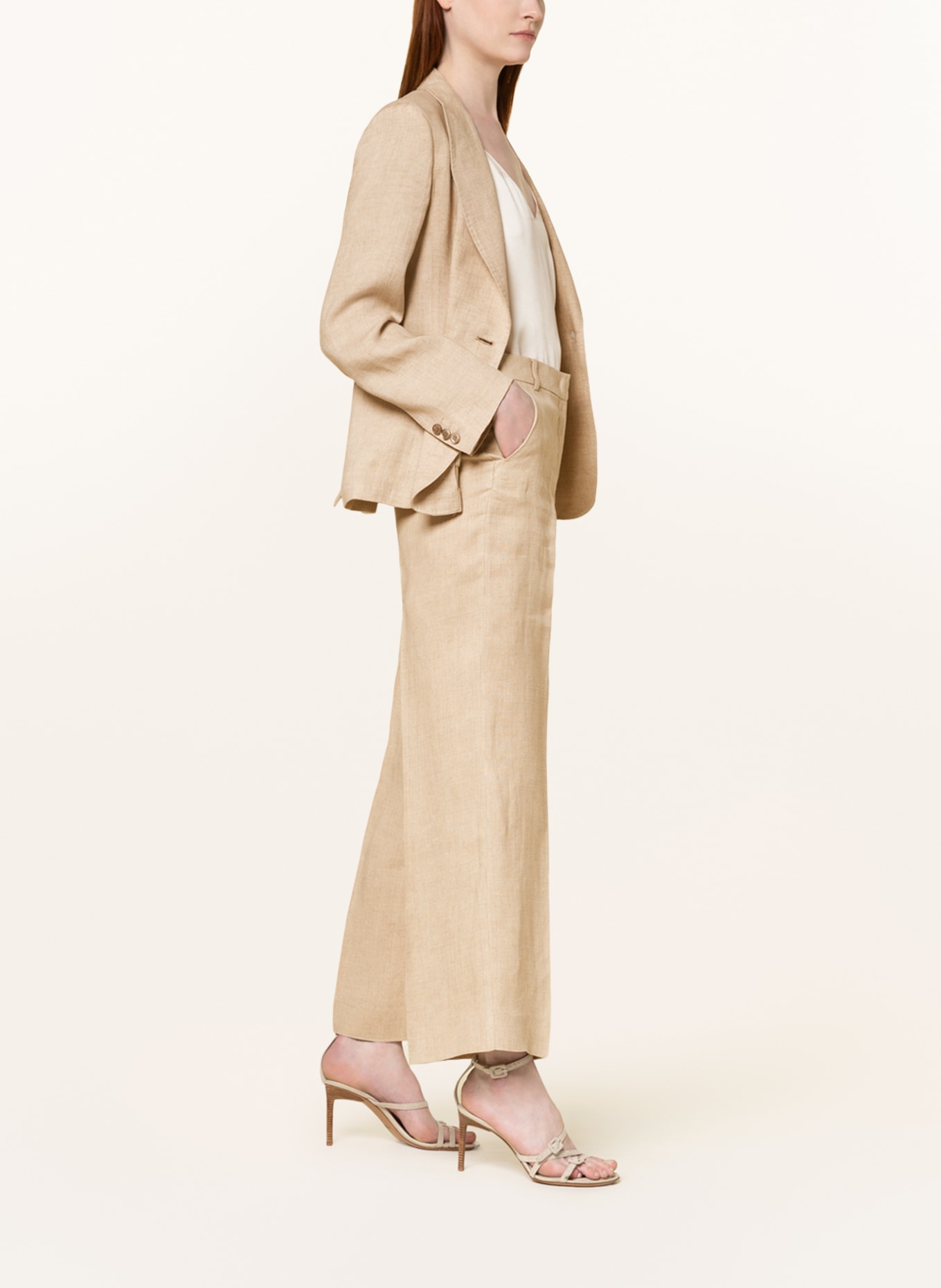 WEEKEND MaxMara Wide leg trousers MALIZIA made of linen, Color: BEIGE (Image 4)