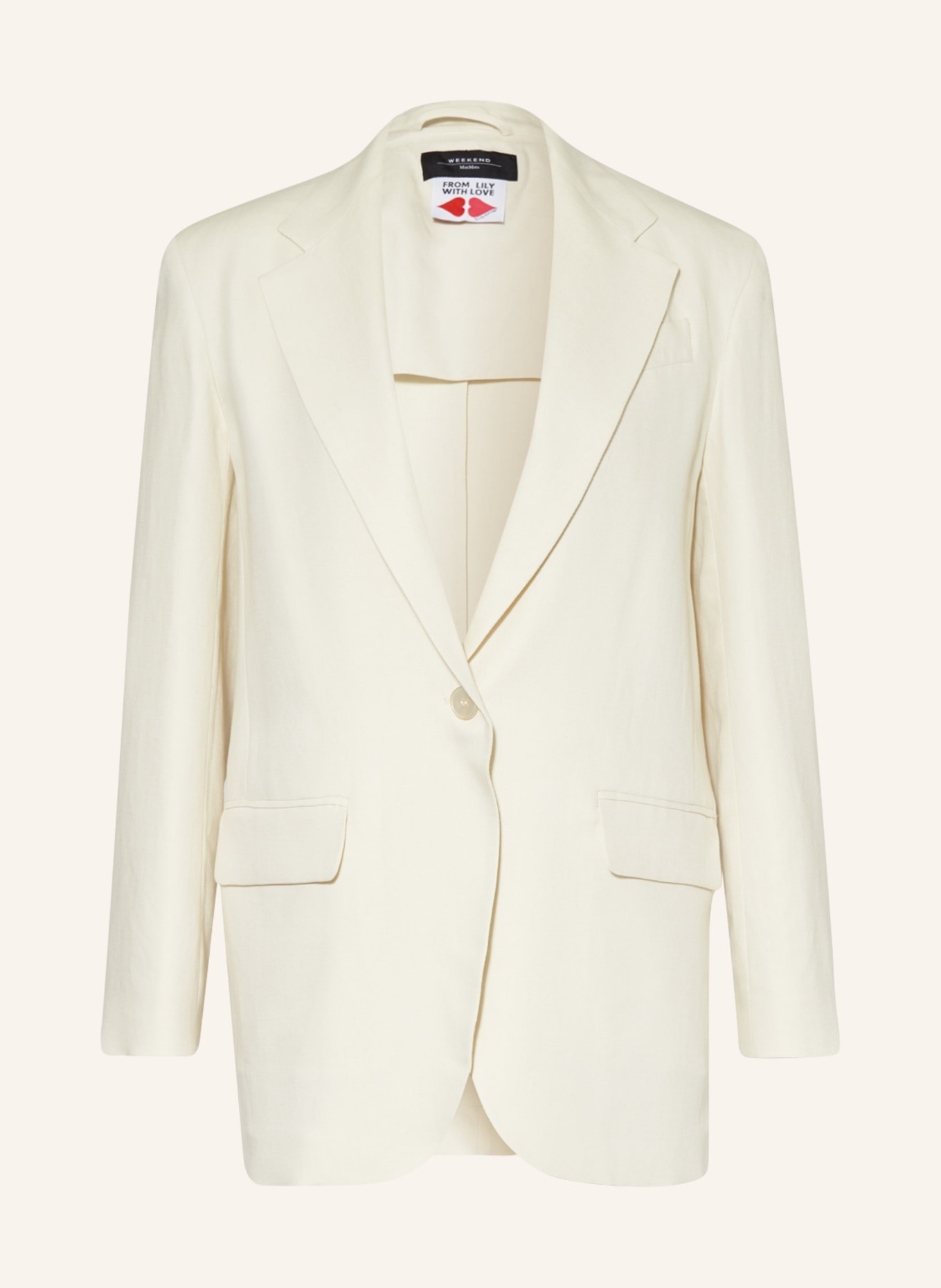 WEEKEND MaxMara Long blazer PAPAILE with linen, Color: CREAM (Image 1)