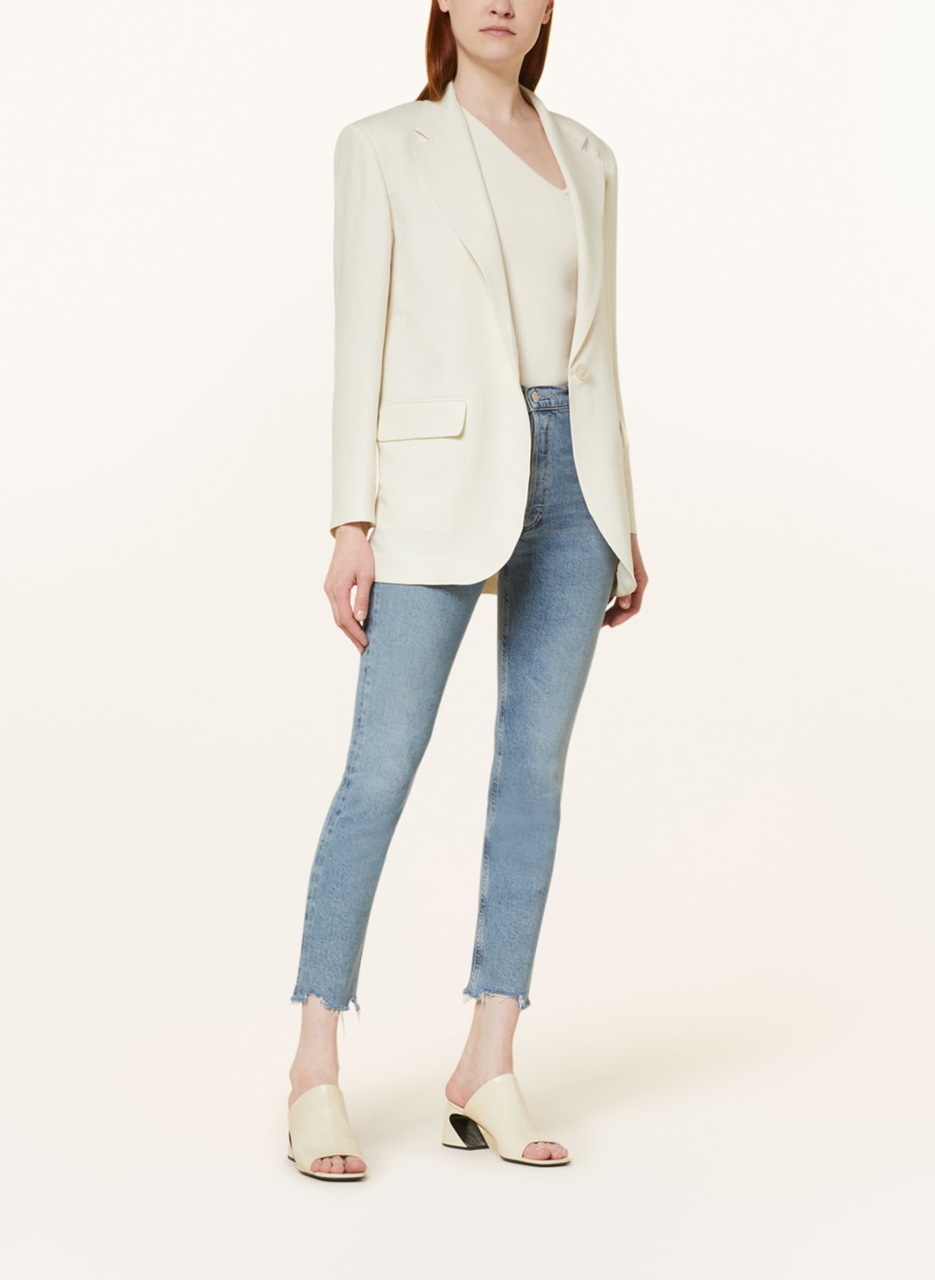 WEEKEND MaxMara Long blazer PAPAILE with linen, Color: CREAM (Image 2)