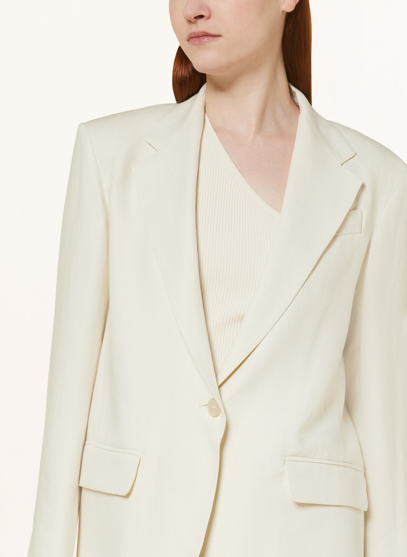 WEEKEND MaxMara Long blazer PAPAILE with linen, Color: CREAM (Image 4)