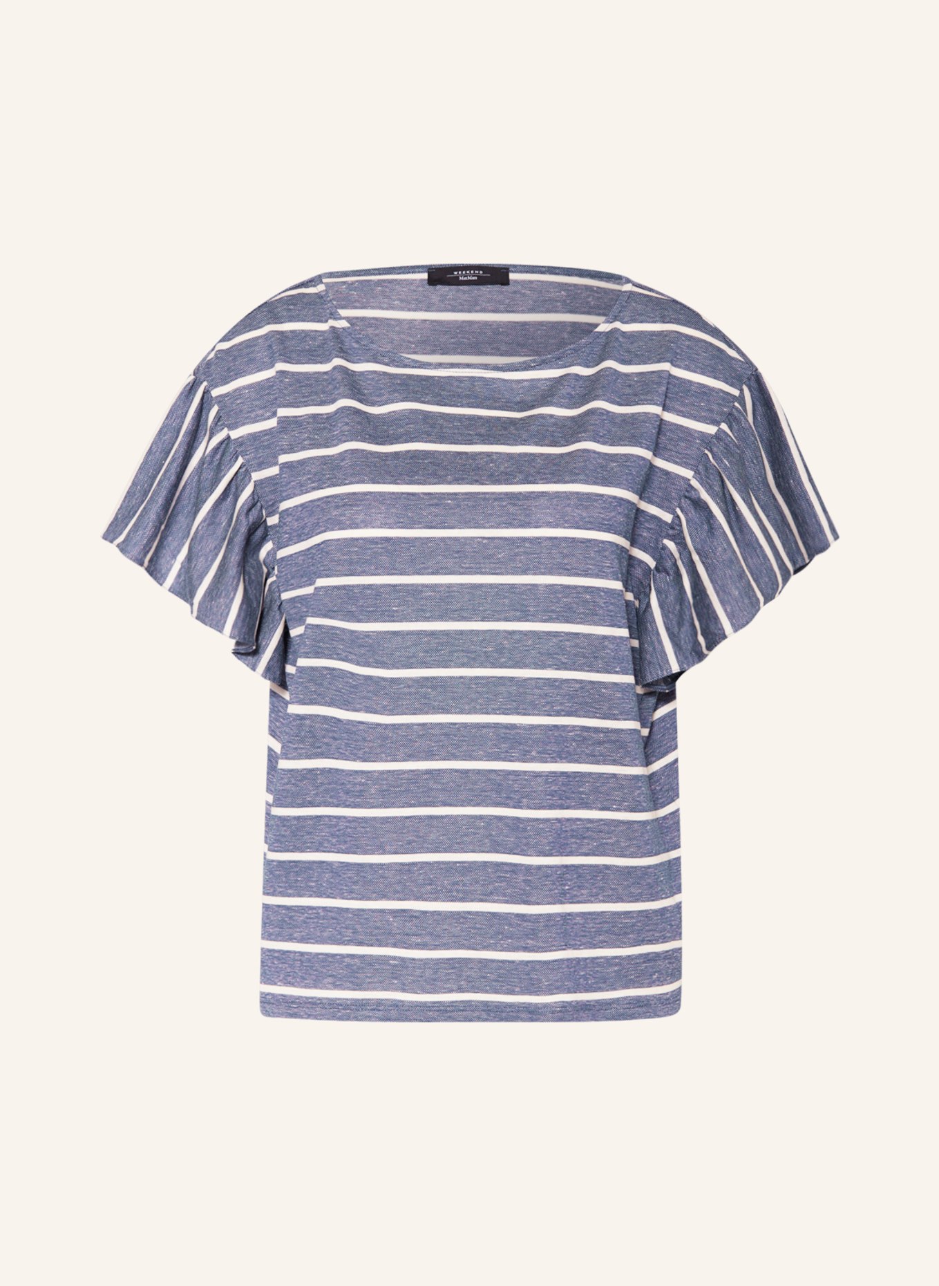 WEEKEND MaxMara T-shirt PAVIA with linen, Color: DARK BLUE/ WHITE (Image 1)