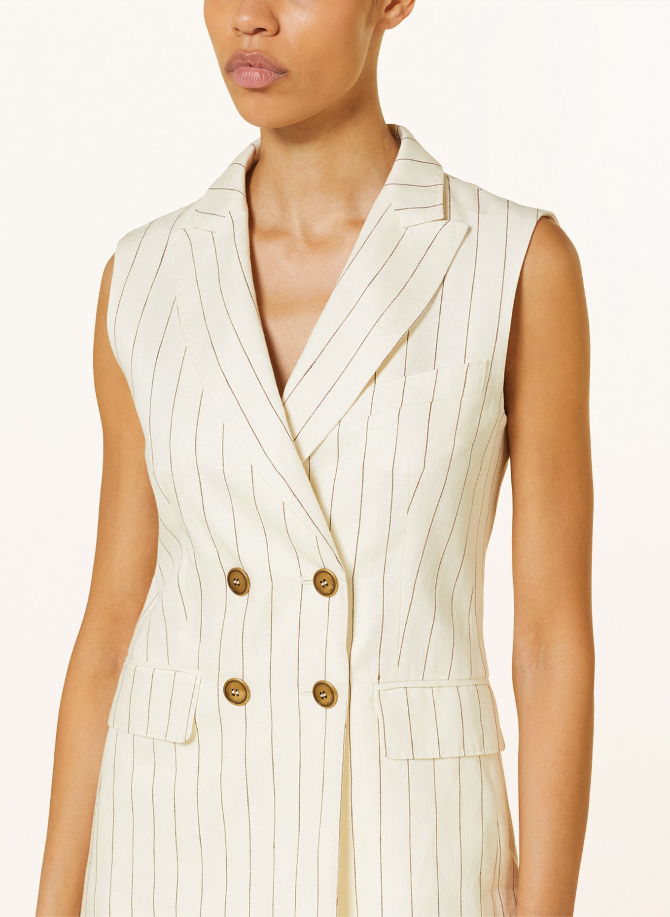 Max Mara Blazer vest QUEBEC made of linen, Color: CREAM/ BROWN (Image 4)