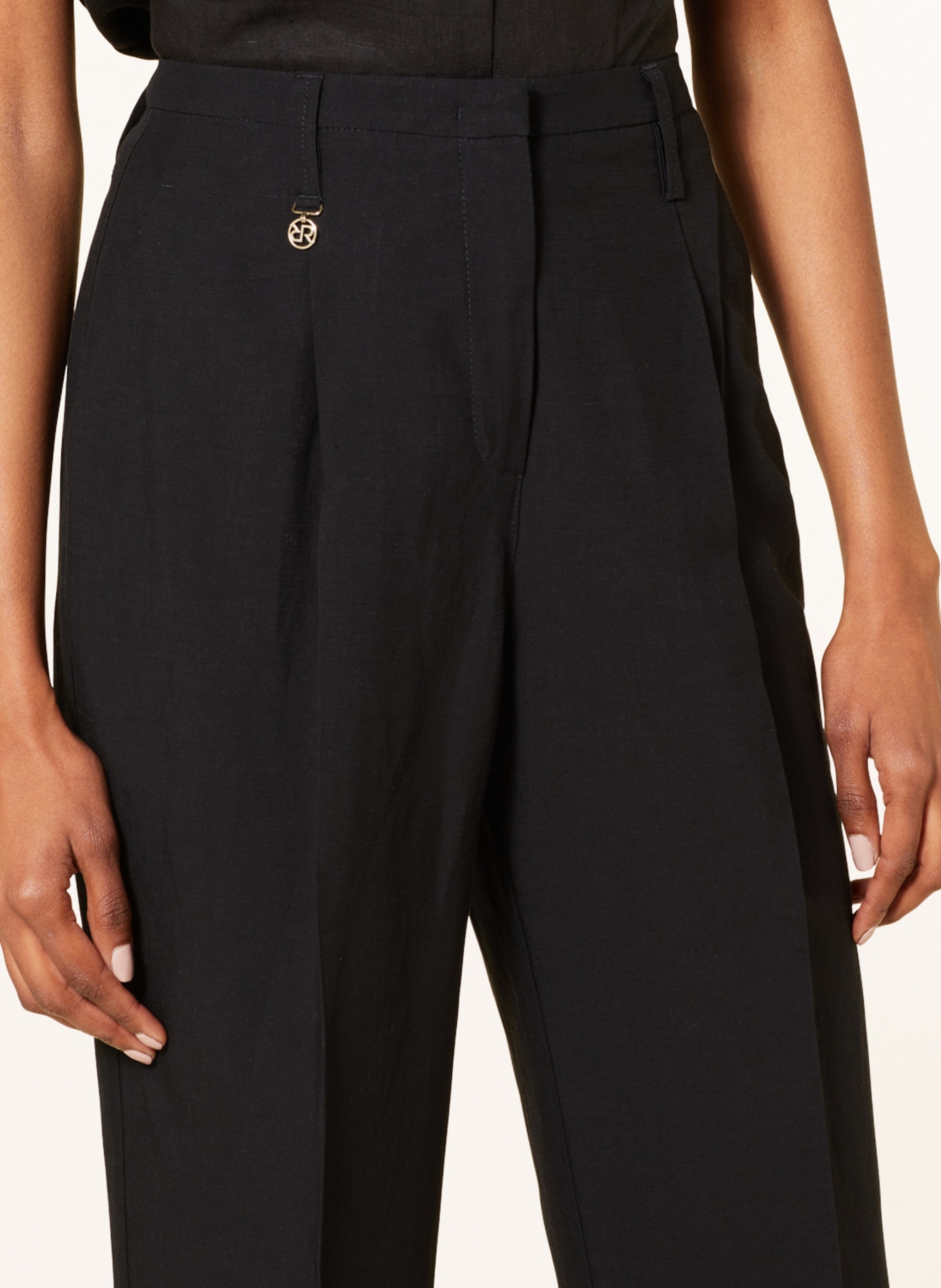 RAFFAELLO ROSSI Wide leg trousers IMALA with linen , Color: BLACK (Image 5)