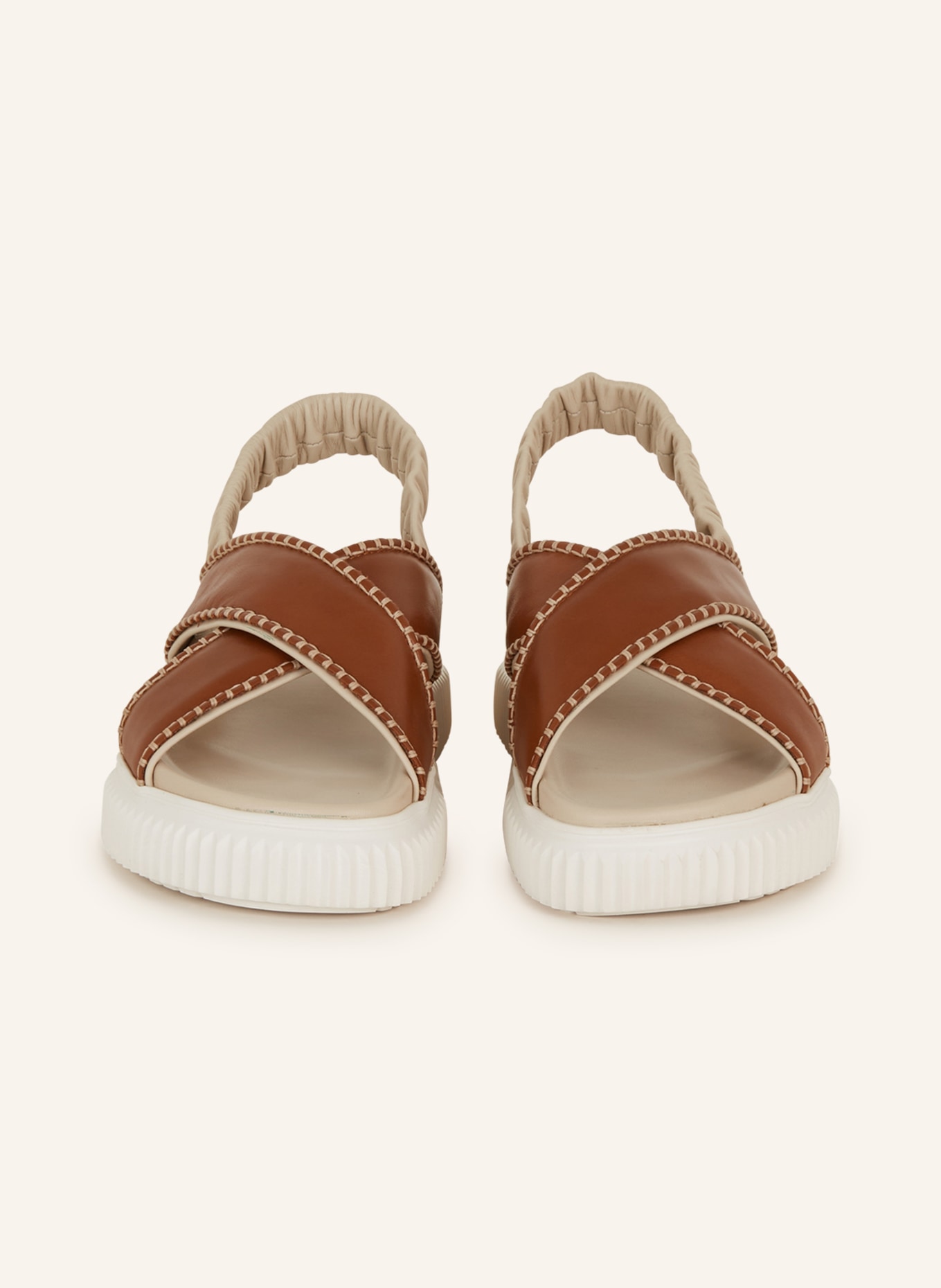 VOILE BLANCHE Platform sandals SWAMI, Color: BEIGE/ COGNAC (Image 3)