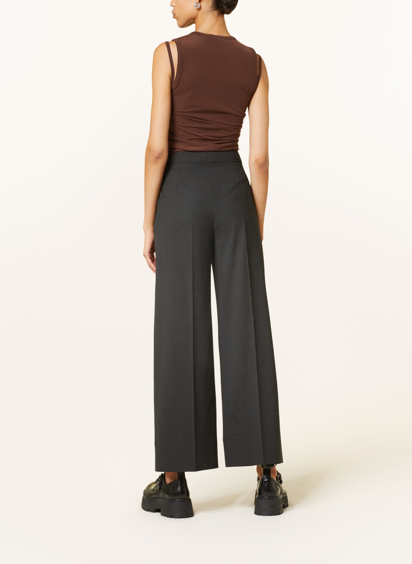 GANNI Wide leg trousers, Color: DARK GRAY (Image 3)