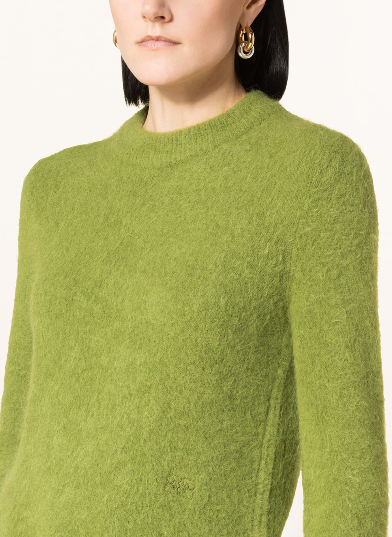 GANNI Sweter z dodatkiem alpaki, Kolor: JASNOZIELONY (Obrazek 4)
