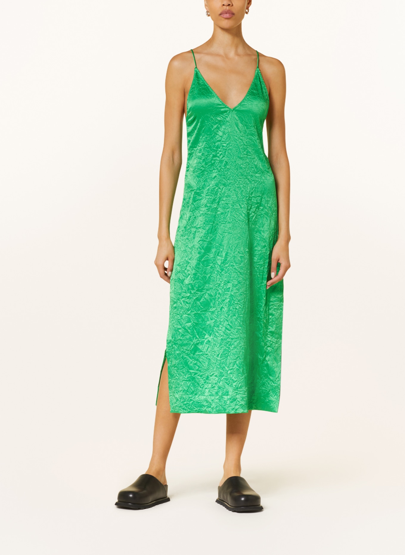 GANNI Satin dress, Color: GREEN (Image 2)