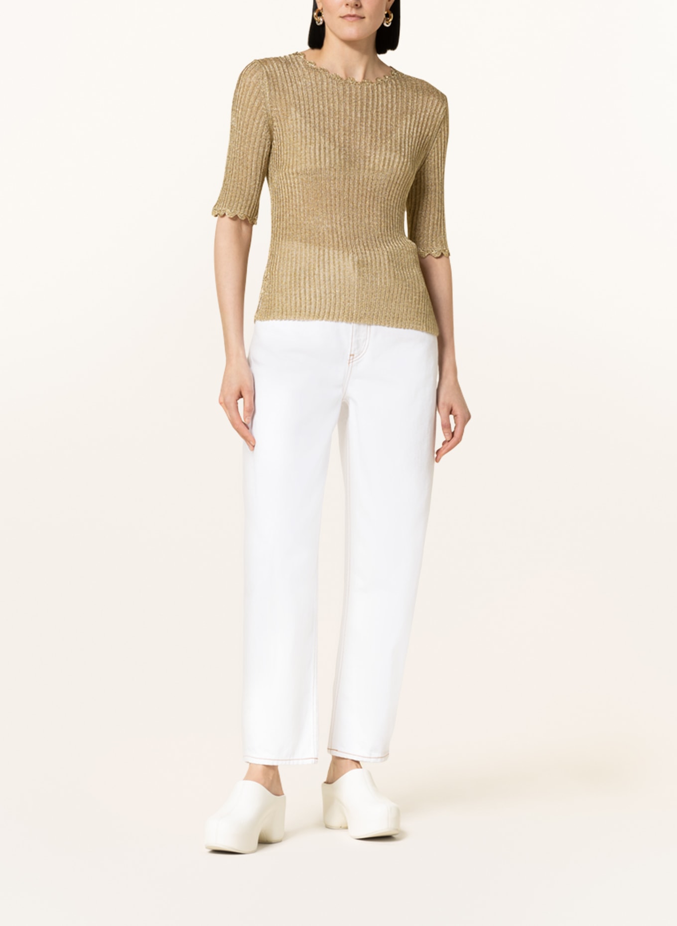 GANNI Knit shirt with cut-out and glitter thread, Color: GOLD (Image 2)