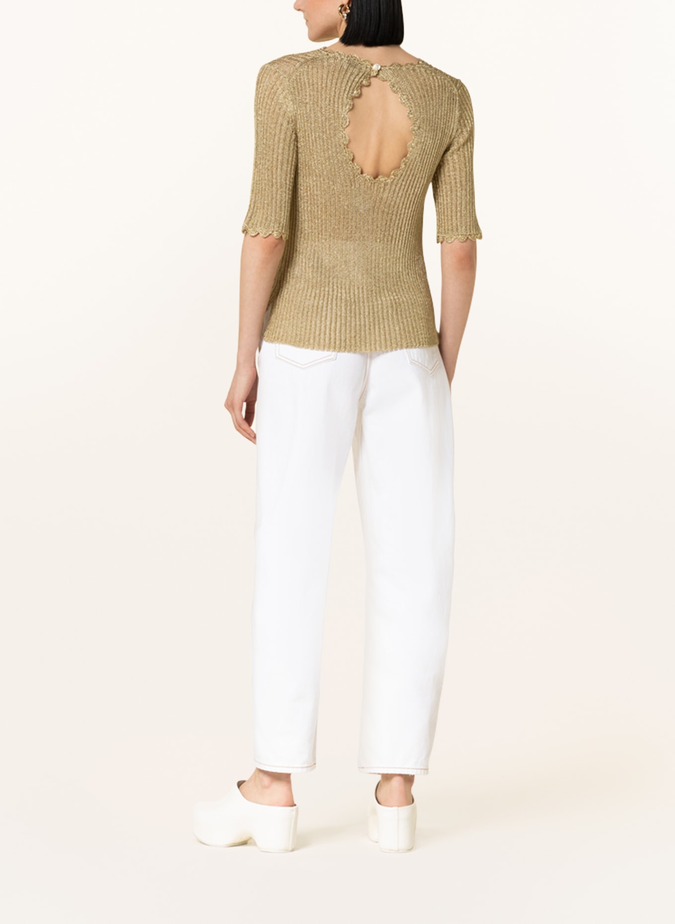 GANNI Knit shirt with cut-out and glitter thread, Color: GOLD (Image 3)